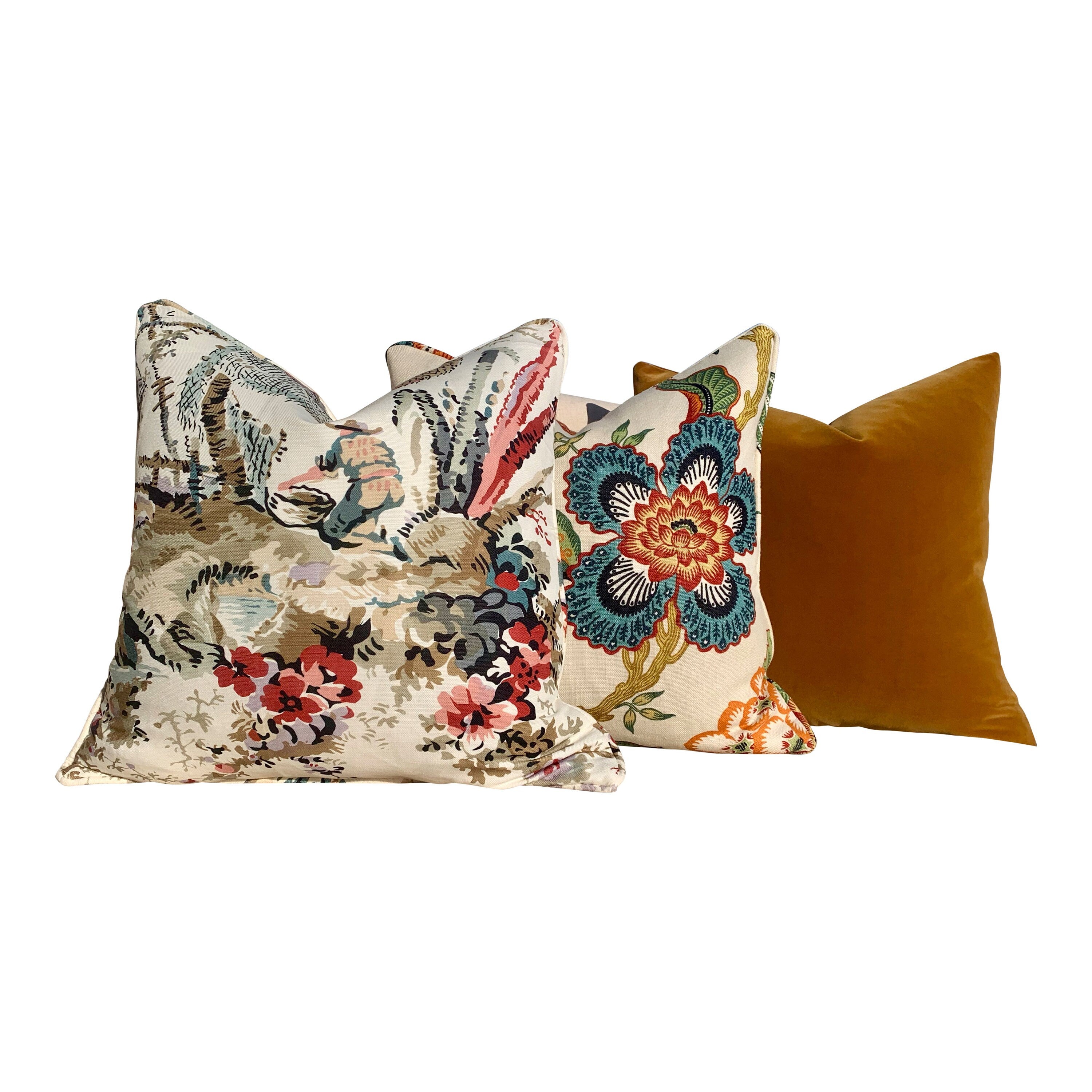 Thibaut Moorea Floral Linen Pillow in Cream and Red. Floral LInen Pillow, Lumbar Cream Red Pillow, Bedding Pillows, Ivory Cushion Cover