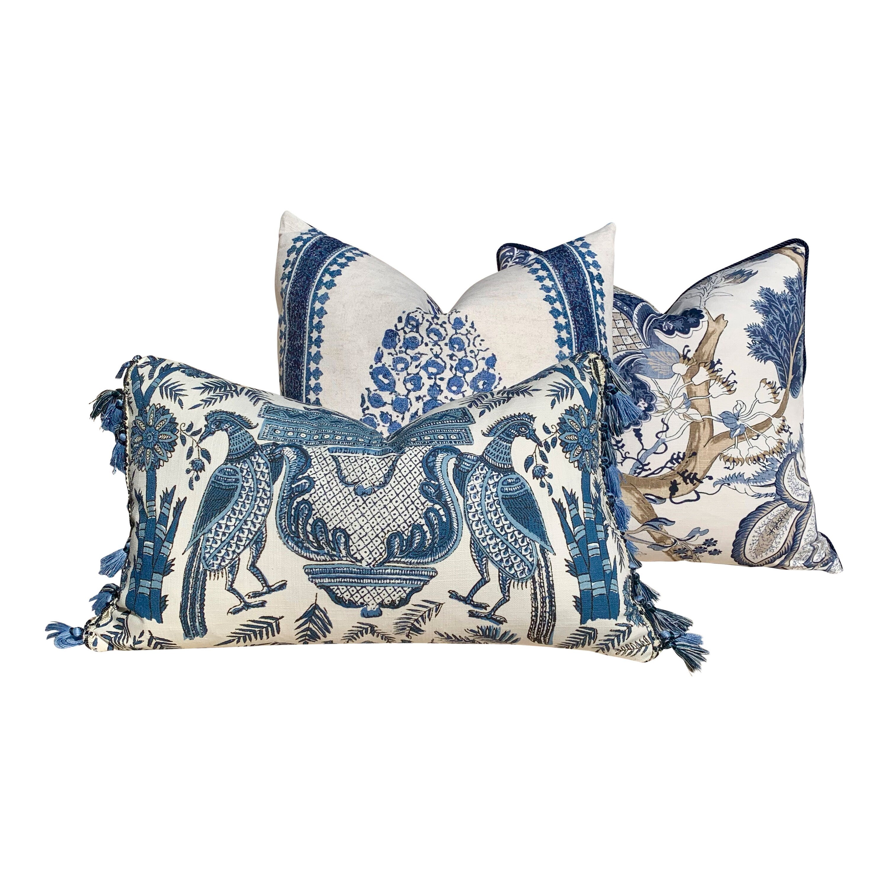 Thibaut Chappana Medallion Pillow in Blue. Designer pillows, accent cushion cover, decorative pillow, high end pillow.