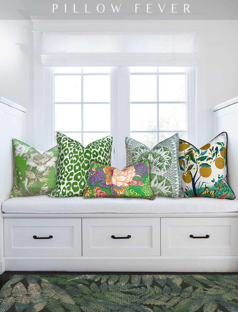 Thibaut Honshu Pillow Green. Chinoiserie Pillow // Emerald Green Pillow // Euro Sham Pillow // Green Lumbar Pillow 18"X18" 20"X20" 22"X22"