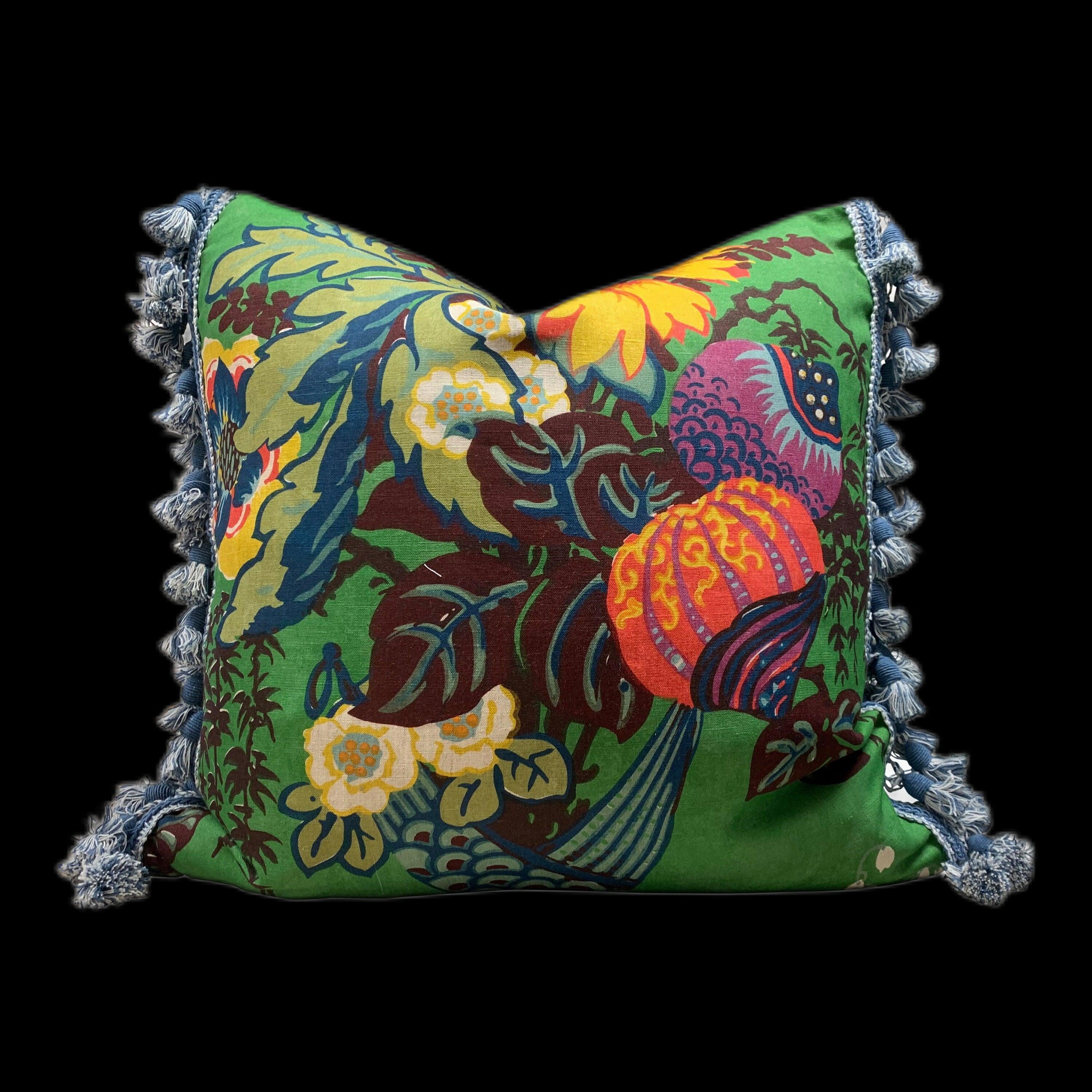 Fairbanks Pillow Kelly Green. Orange Blue Green Pillow Lumbar Pillow Cover Multicolor Pillow Euro Sham Pillow Floral Bouquet Pillow