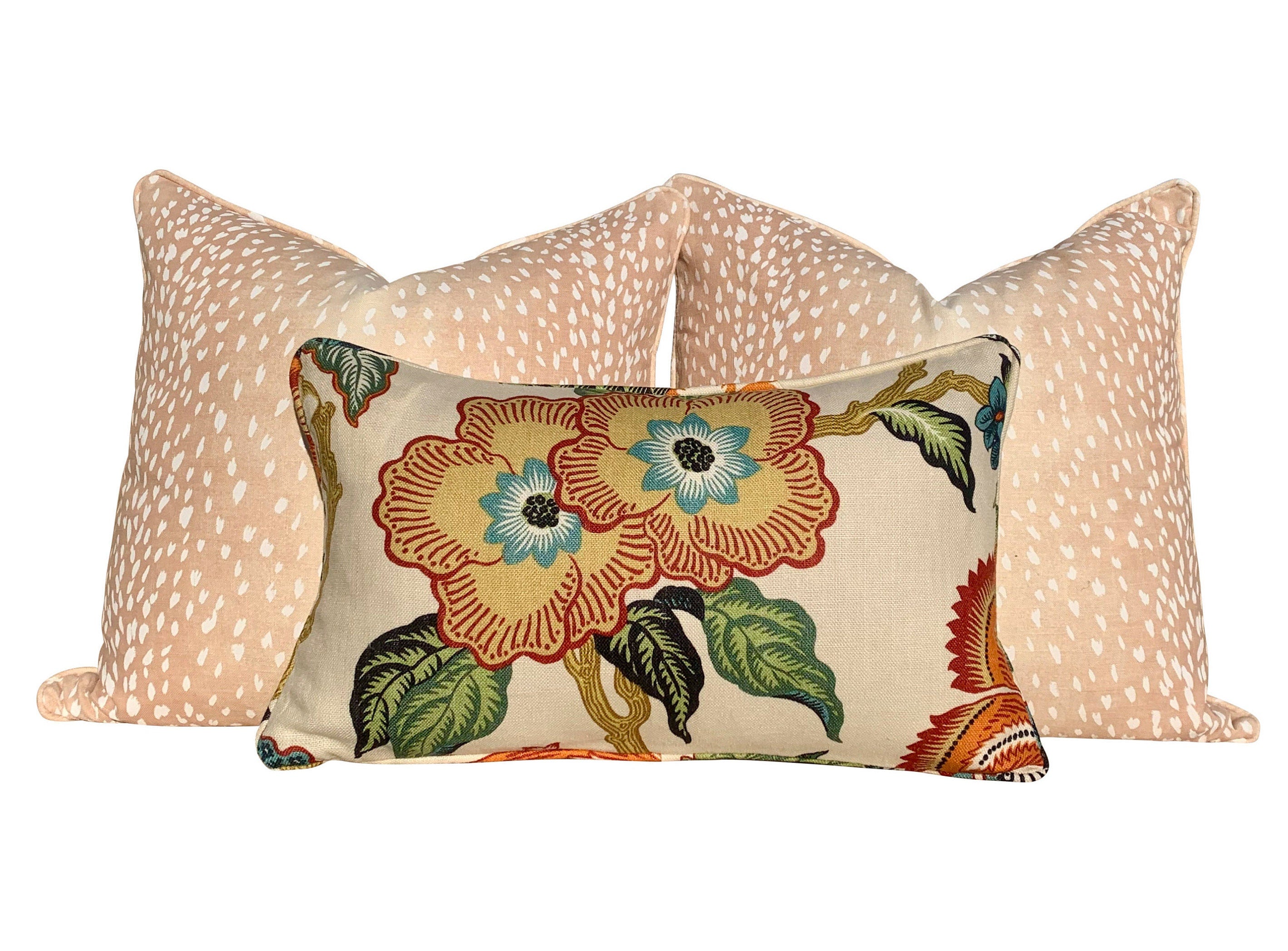 Antelope Pillow In Blush and Cream. Long Lumbar Pillow // Animal Skin Blush Pillow // Euro Sham Pillow 26x26 // Spotted Pillow Cover