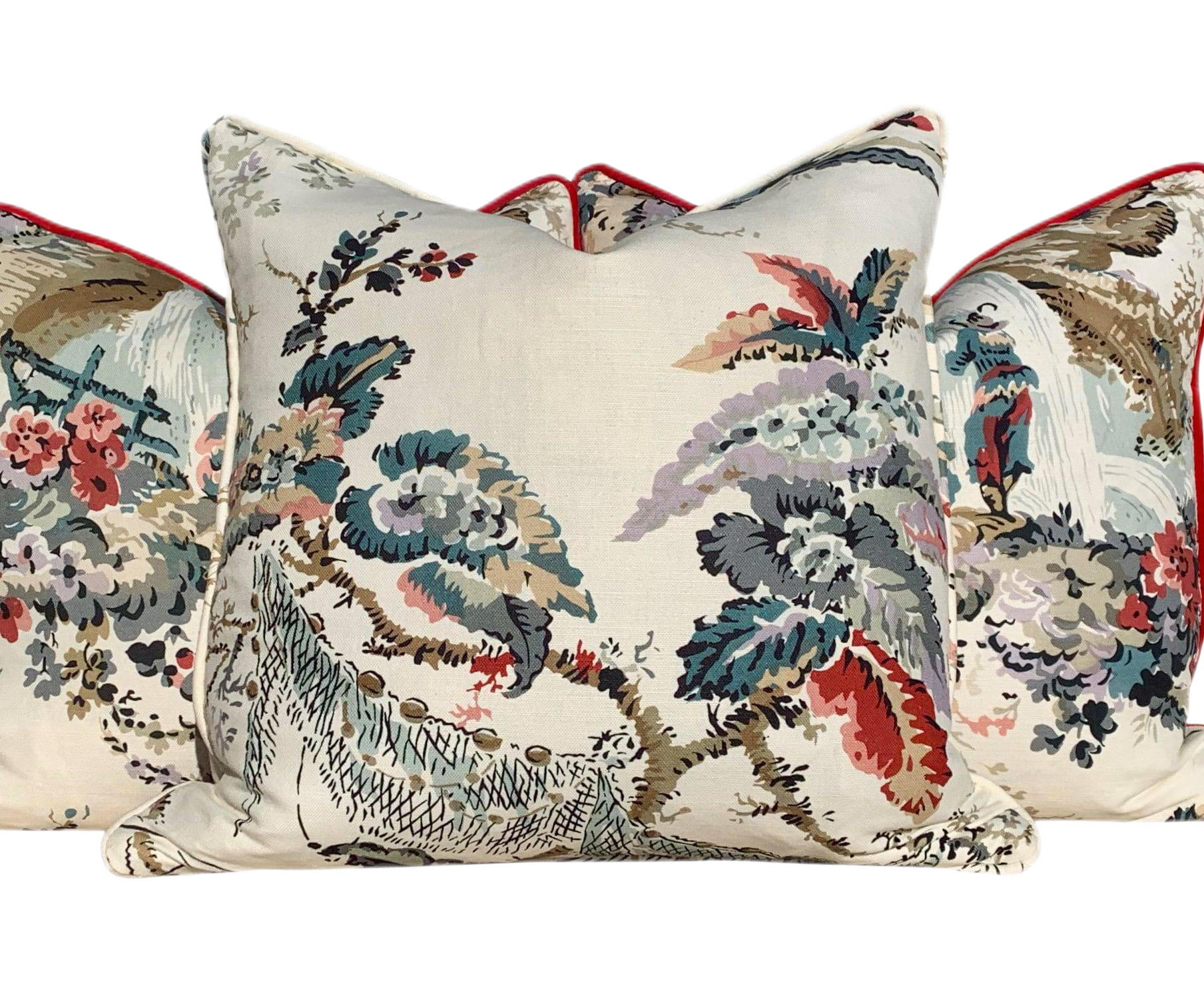Thibaut Moorea Floral Linen Pillow in Cream and 18