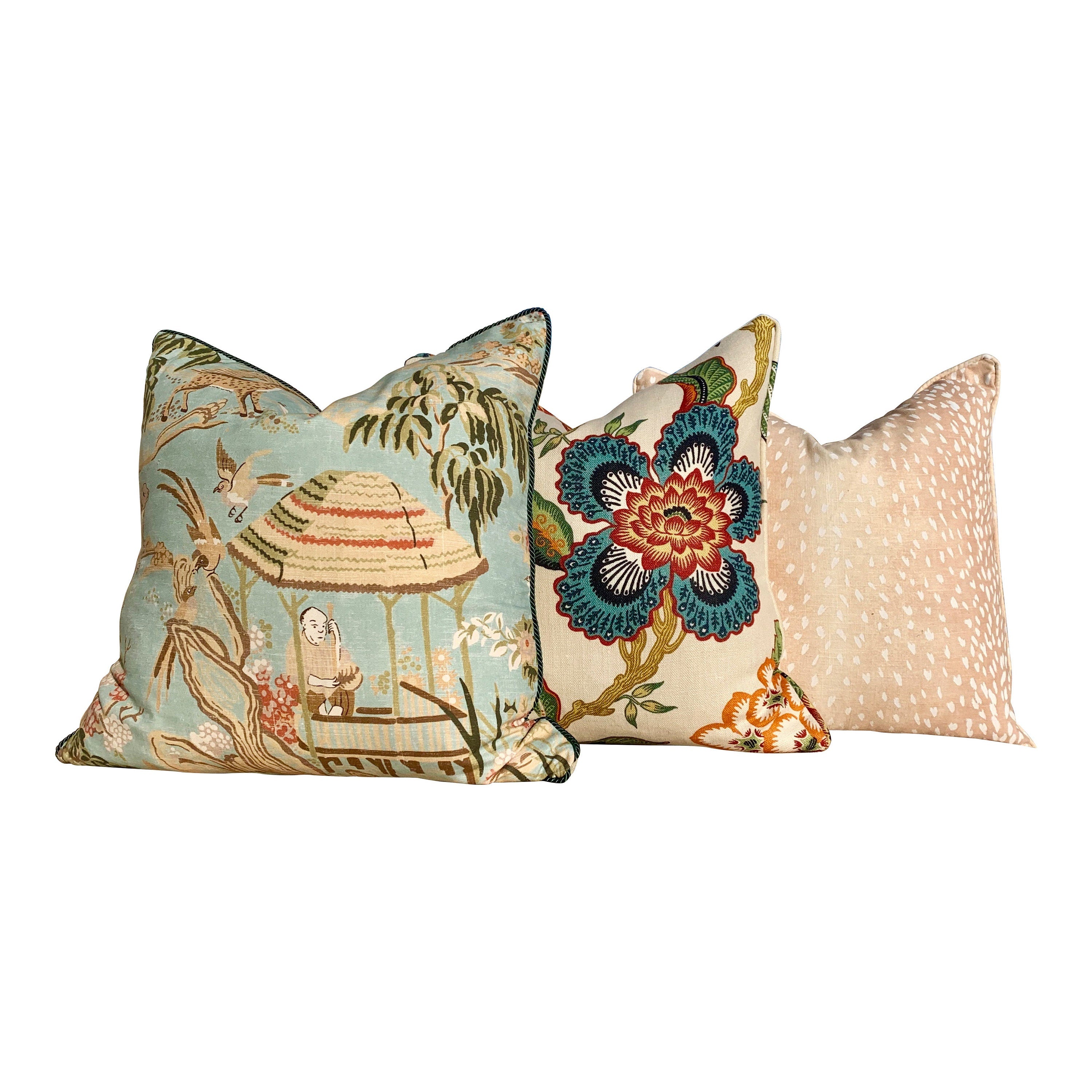 Schumacher Hothouse Floral Pillow in Hot Spark. Lumbar Floral Pillow.