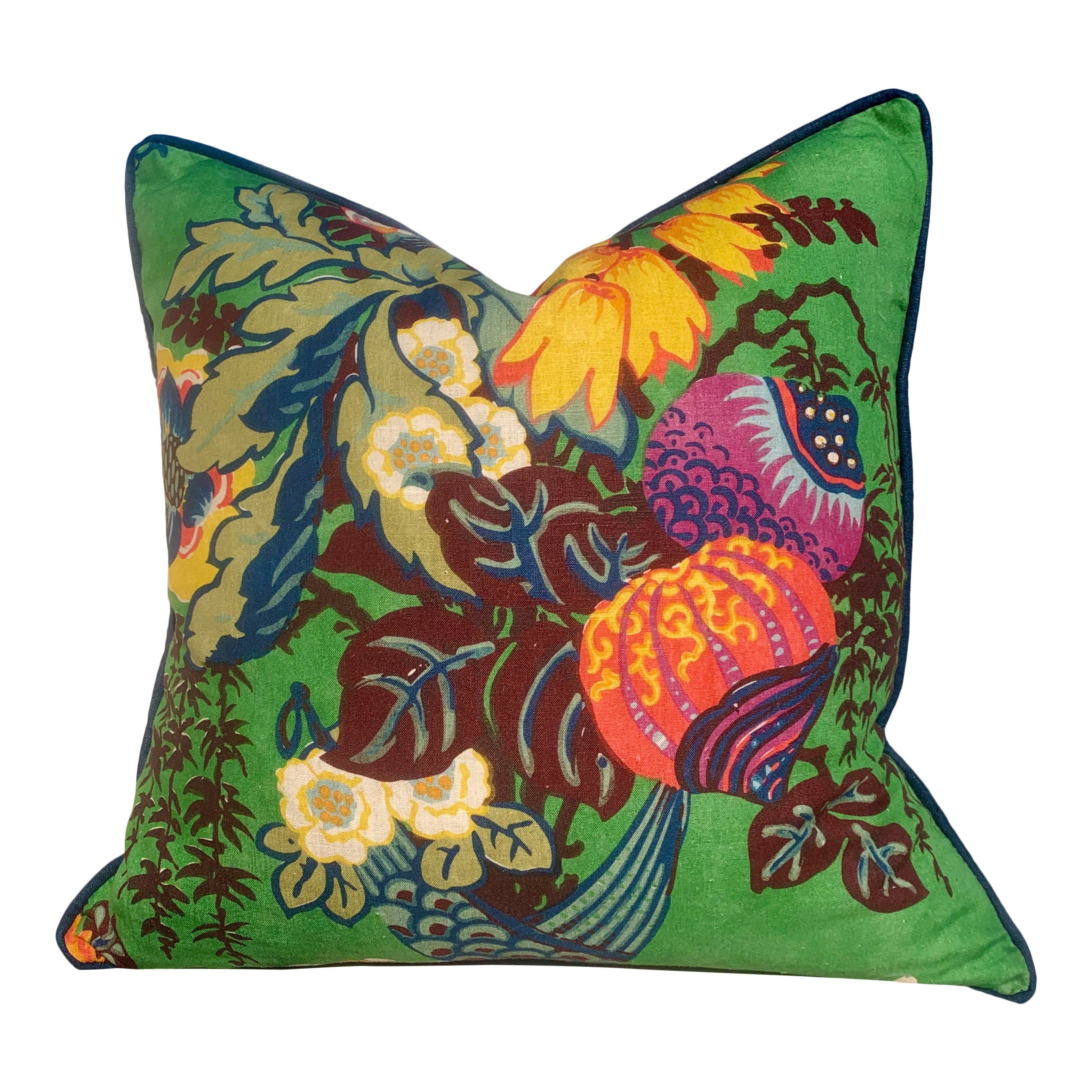 Fairbanks Pillow Kelly Green. Orange Blue Green Pillow Lumbar Pillow Cover Multicolor Pillow Euro Sham Pillow Floral Bouquet Pillow