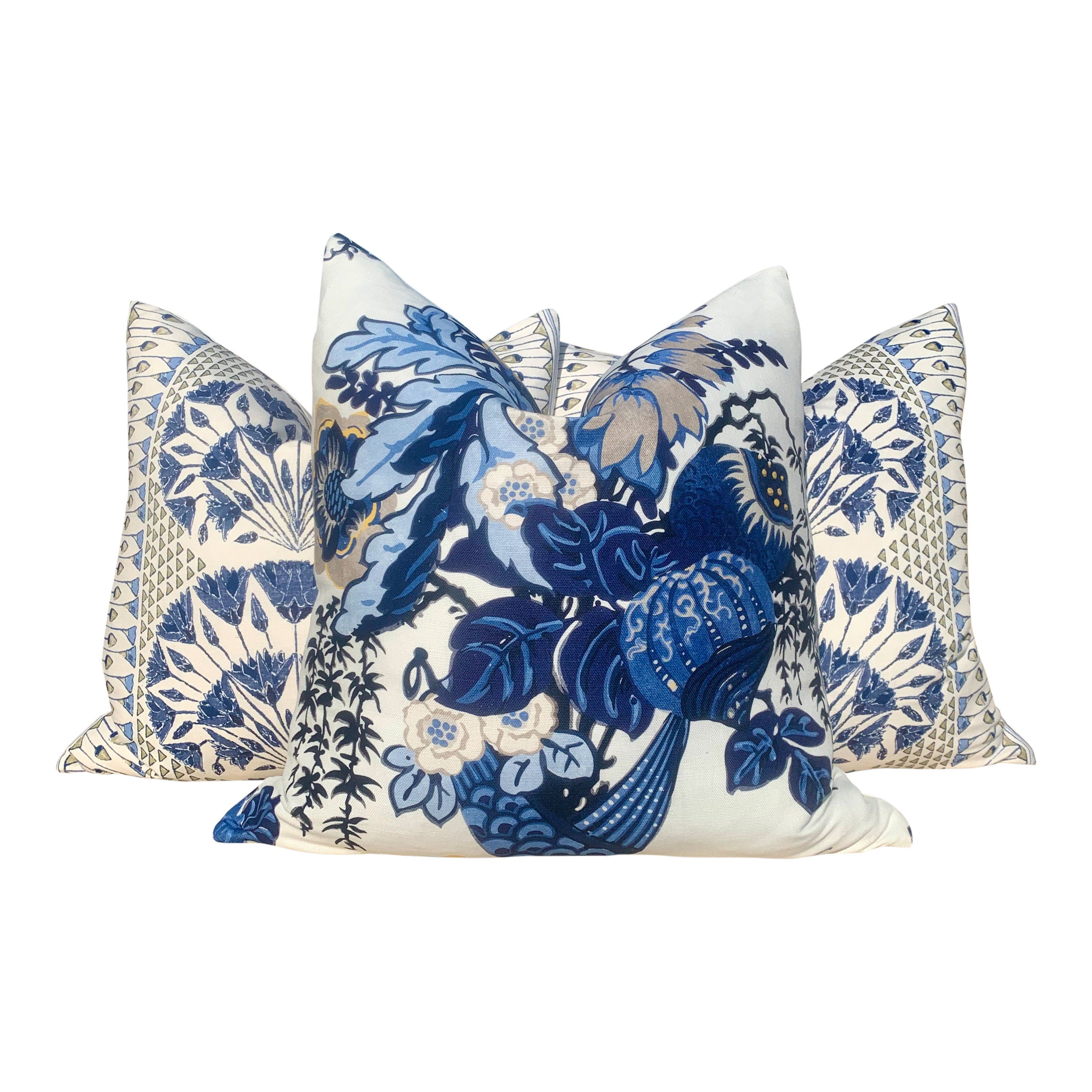 Anna French Cairo pillow cover Blue and White. Designer pillow Cover Decorative cushion 18x18, 20x20, 22x22, Euro Sham lumbar pillow