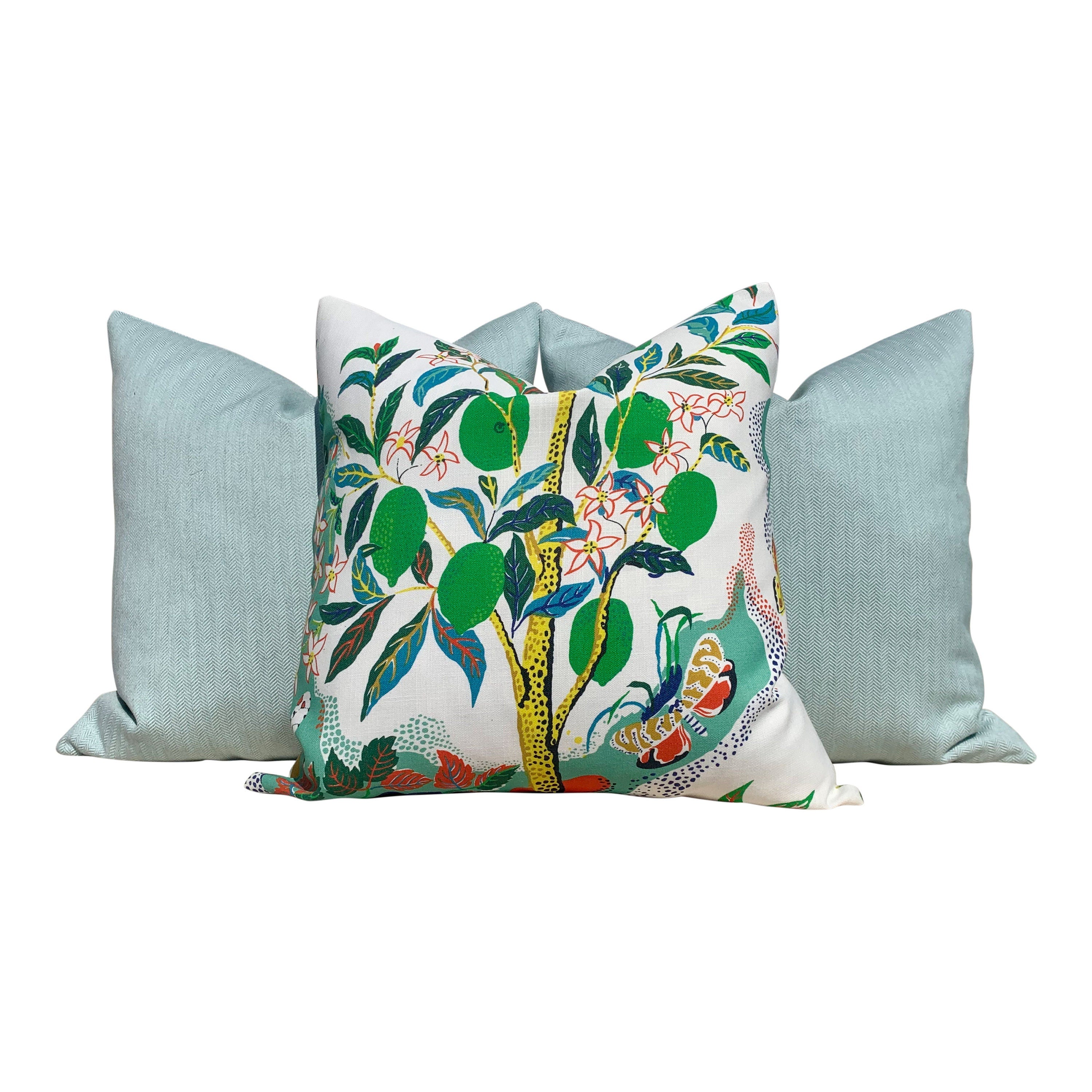 Schumacher Citrus Garden Pillow. Floral Outdoor Pillow // Outdoor Green Pillow