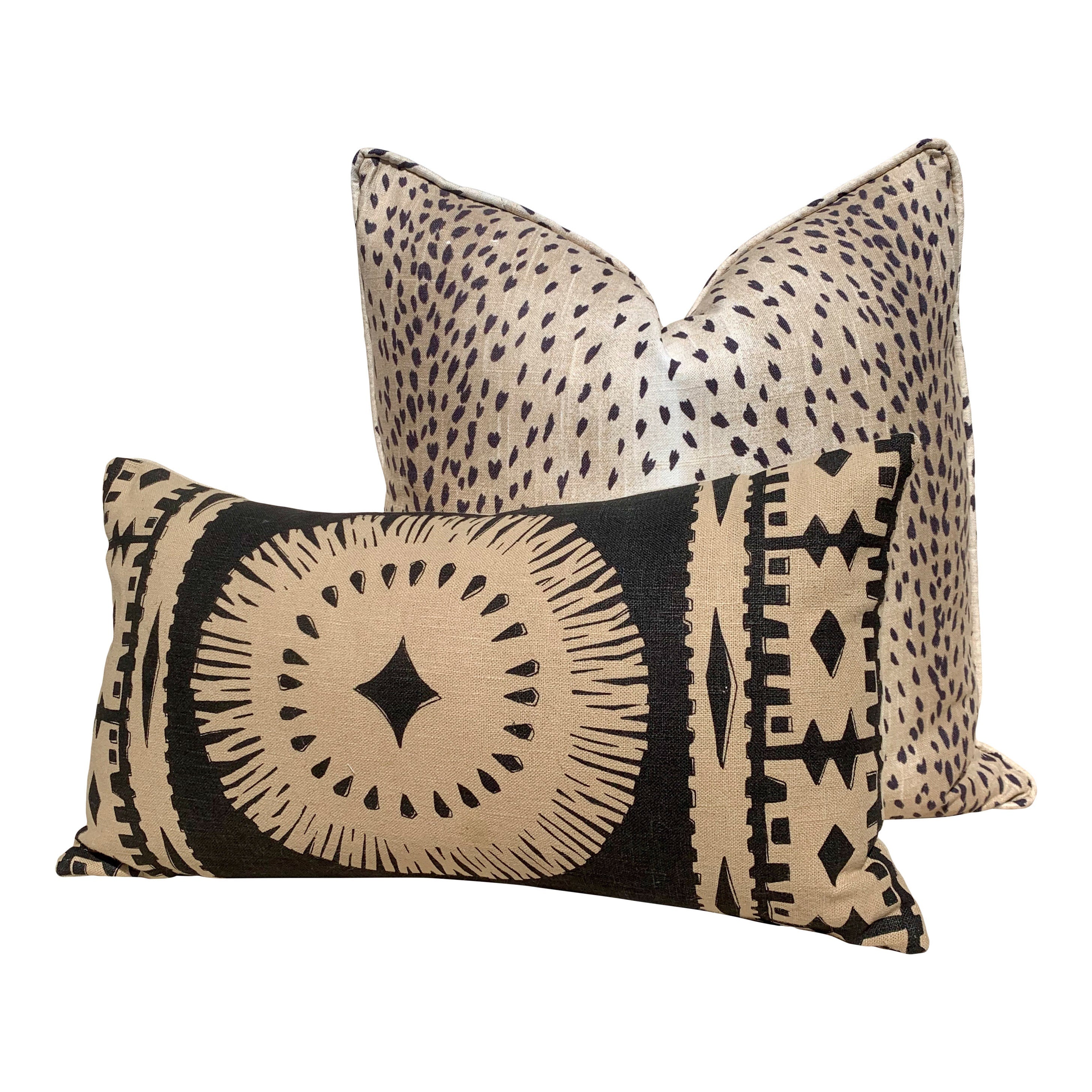 Schumacher Bora Bora Pillow in Lava. Decorative Lumbar Medalion Linen Pillow.