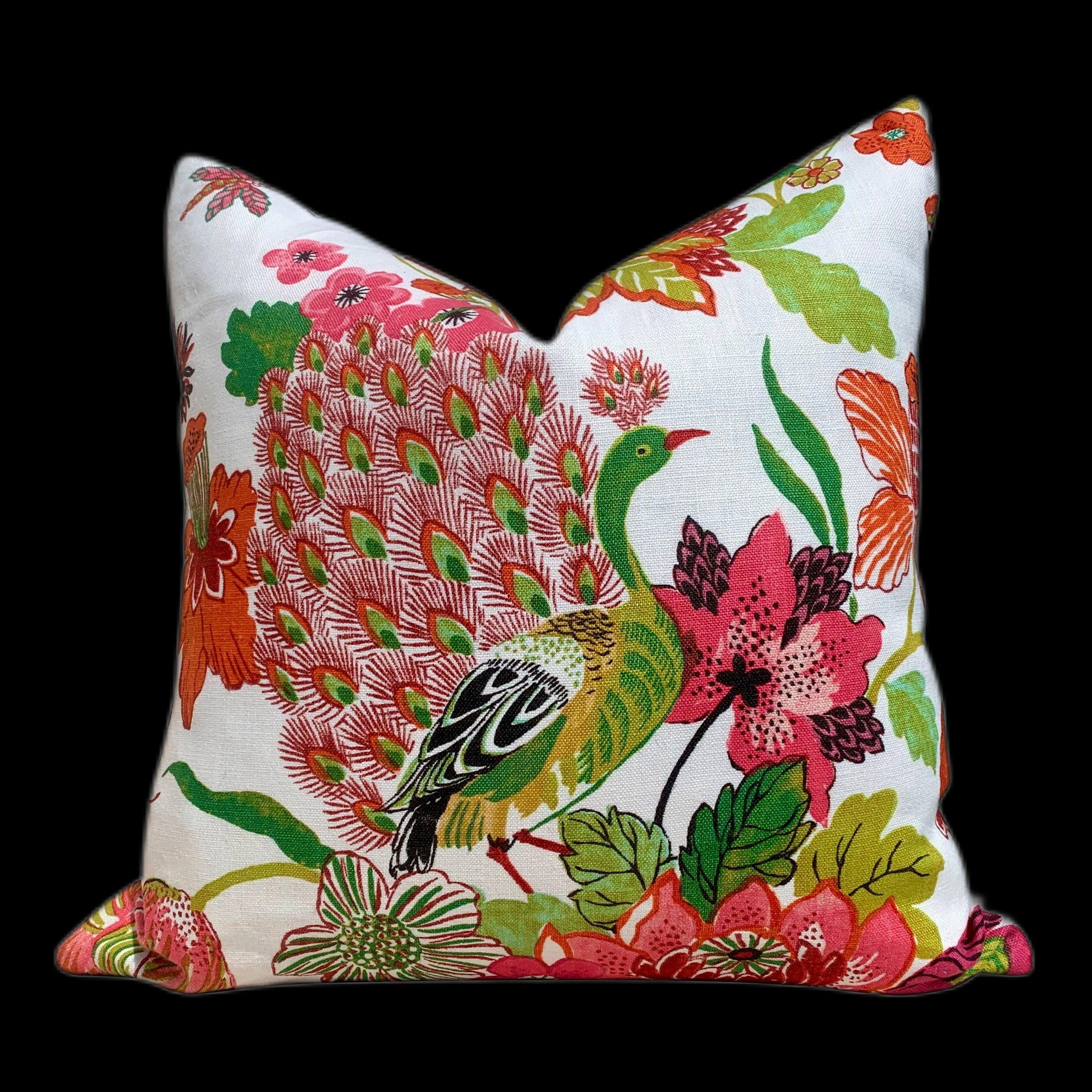 Schumacher Lansdale Bouquet Pillow Pink, Red Green. Lumbar Decorative Pillow, Designer pillows, accent cushion cover, high end pillow cover