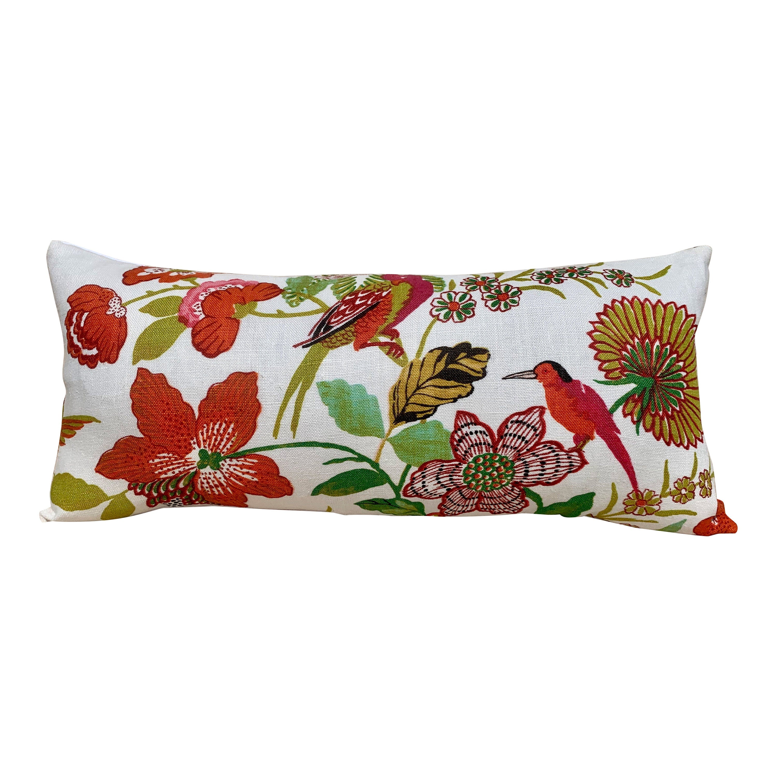 Lansdale Bouquet Pillow Red, Green and Pink. Lumbar Decorative Pillow, Designer pillows, accent cushion cover, high end pillow cover