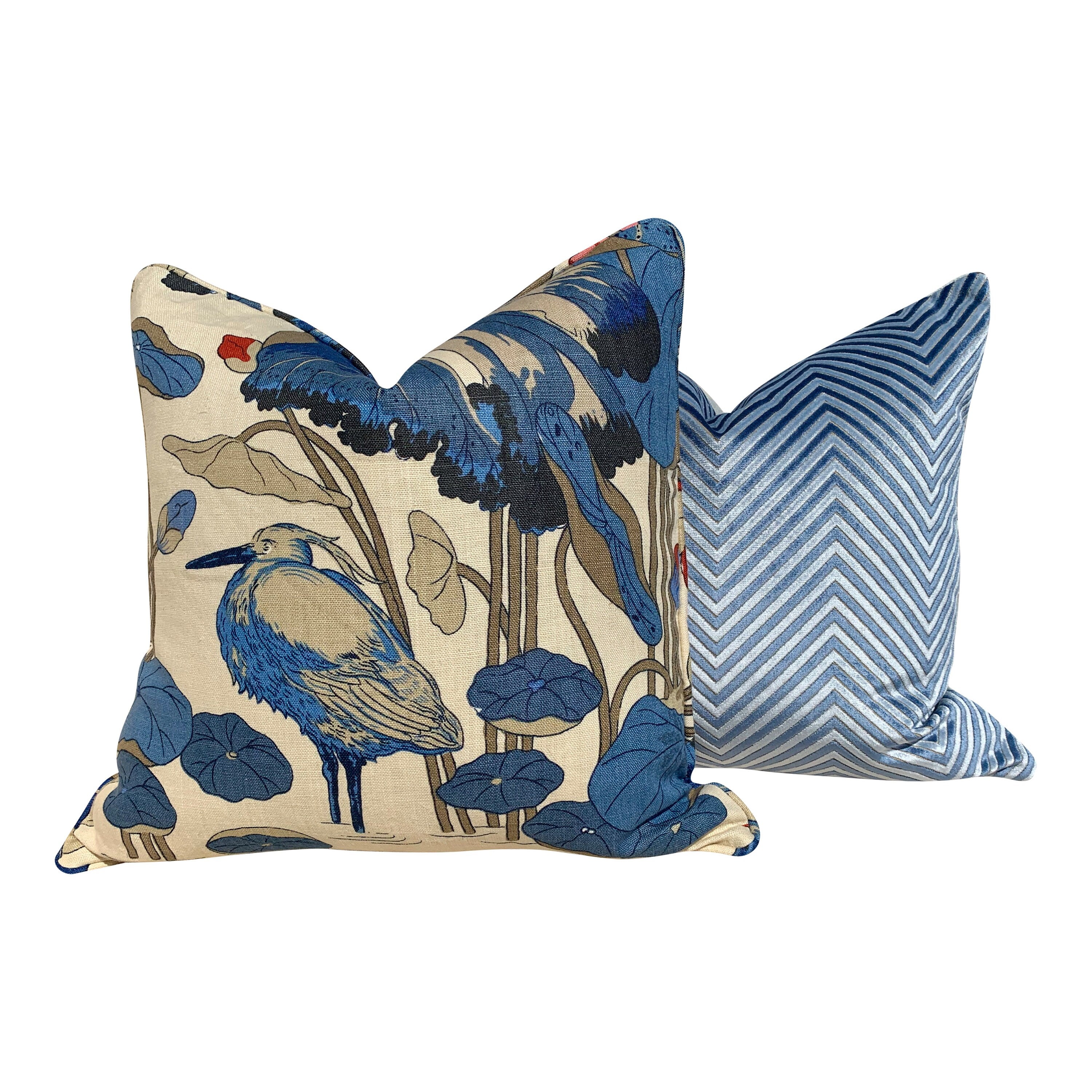 Chevron Velvet Pillow in Blue. Designer Zig Zag Velvet Pillow, Blue Chevron Pillow, Long Lumbar Pillow, Euro Sham Cushion, Geometric Throw