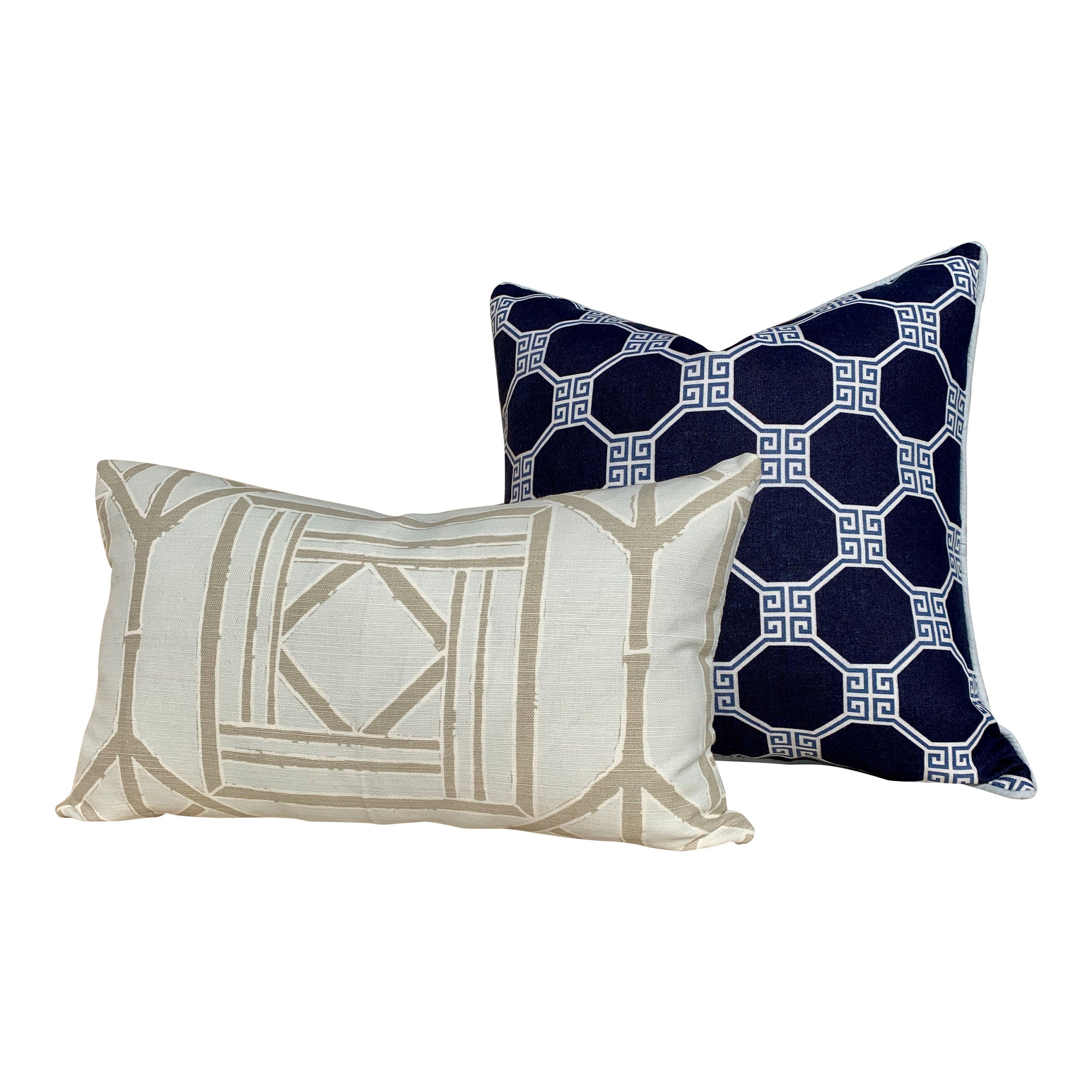 Thibaut Shoji Panel Pillow Spa Blue. Chinoiserie Pillow Bamboo Pillow Lumbar Spa Blue Pillow Euro Sham Designer Pillows Accent Cushion Cover