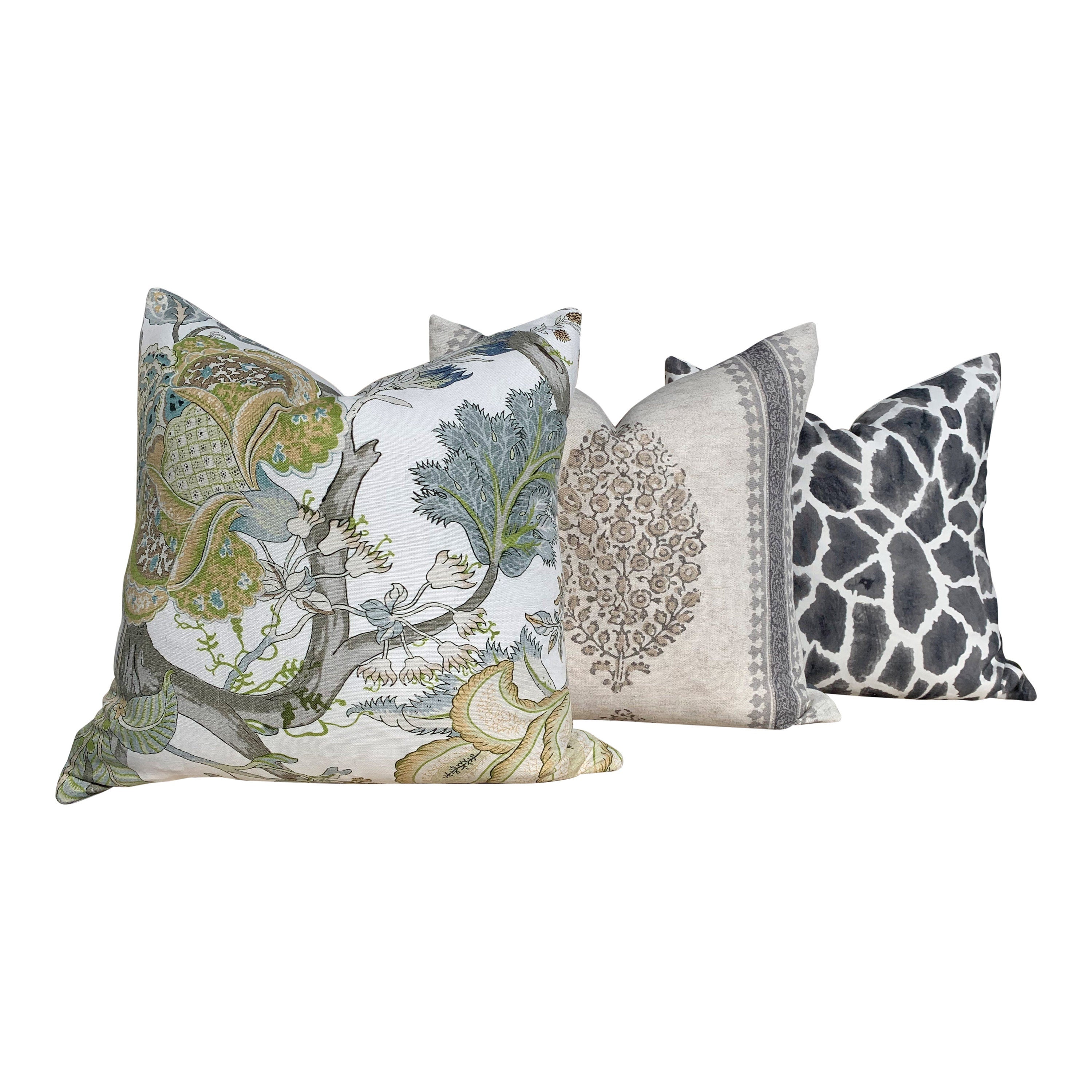 Thibaut Chappana Medallion Pillow in Gray. Designer pillows, accent cushion cover, decorative pillow, high end pillow.