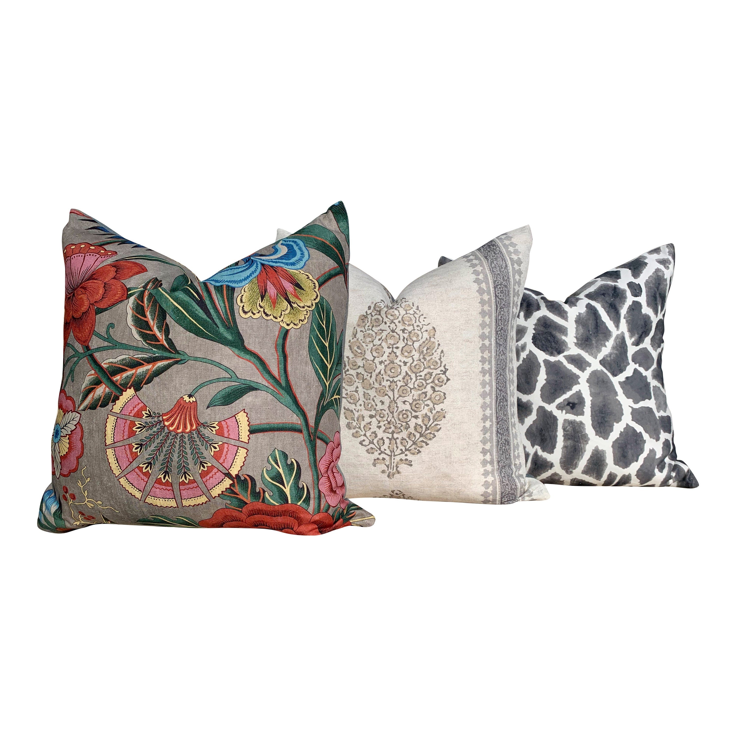 Thibaut Chappana Medallion Pillow in Gray. Designer pillows, accent cushion cover, decorative pillow, high end pillow.