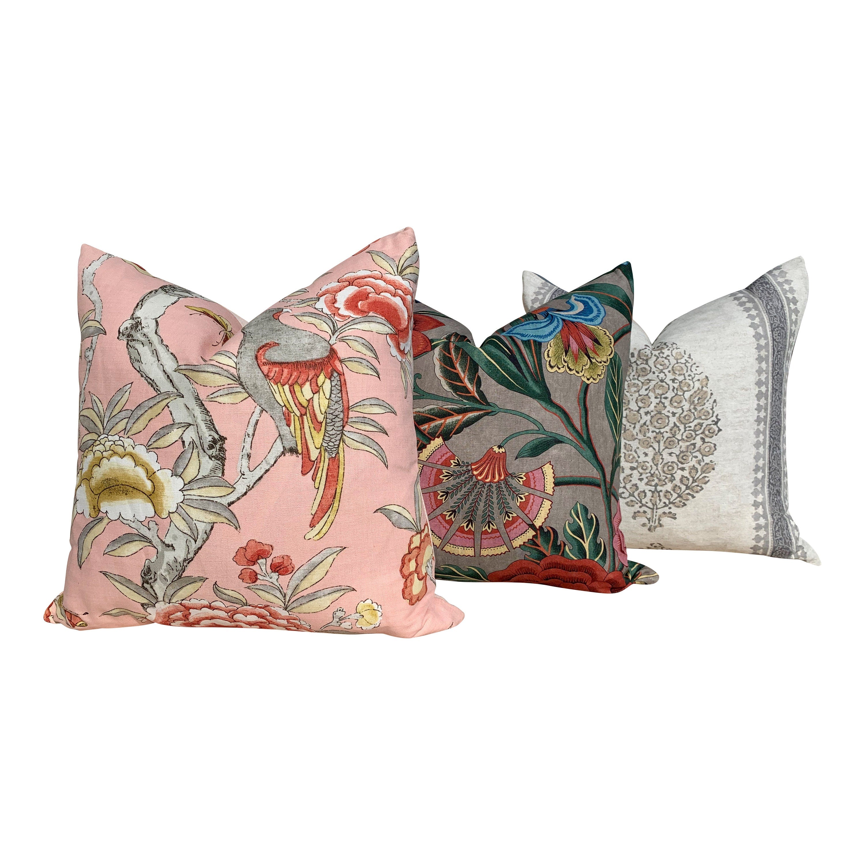 Thibaut Chappana Medallion Pillow in Gray. Designer pillows, accent cushion cover, decorative pillow, high end pillow.