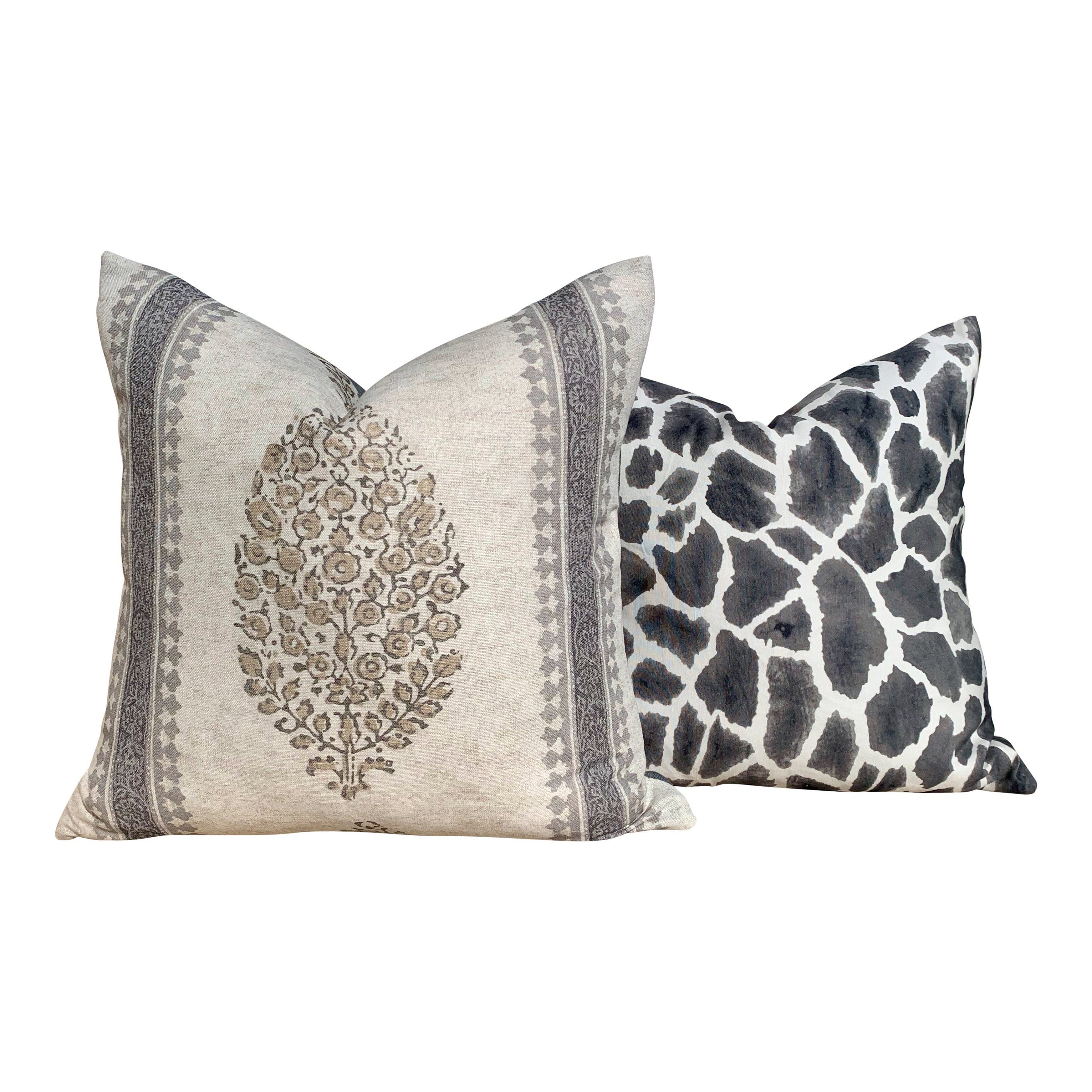 Thibaut Chappana Medallion Pillow in Gray. Designer pillows, accent cushion cover, decorative pillow, high end pillow.