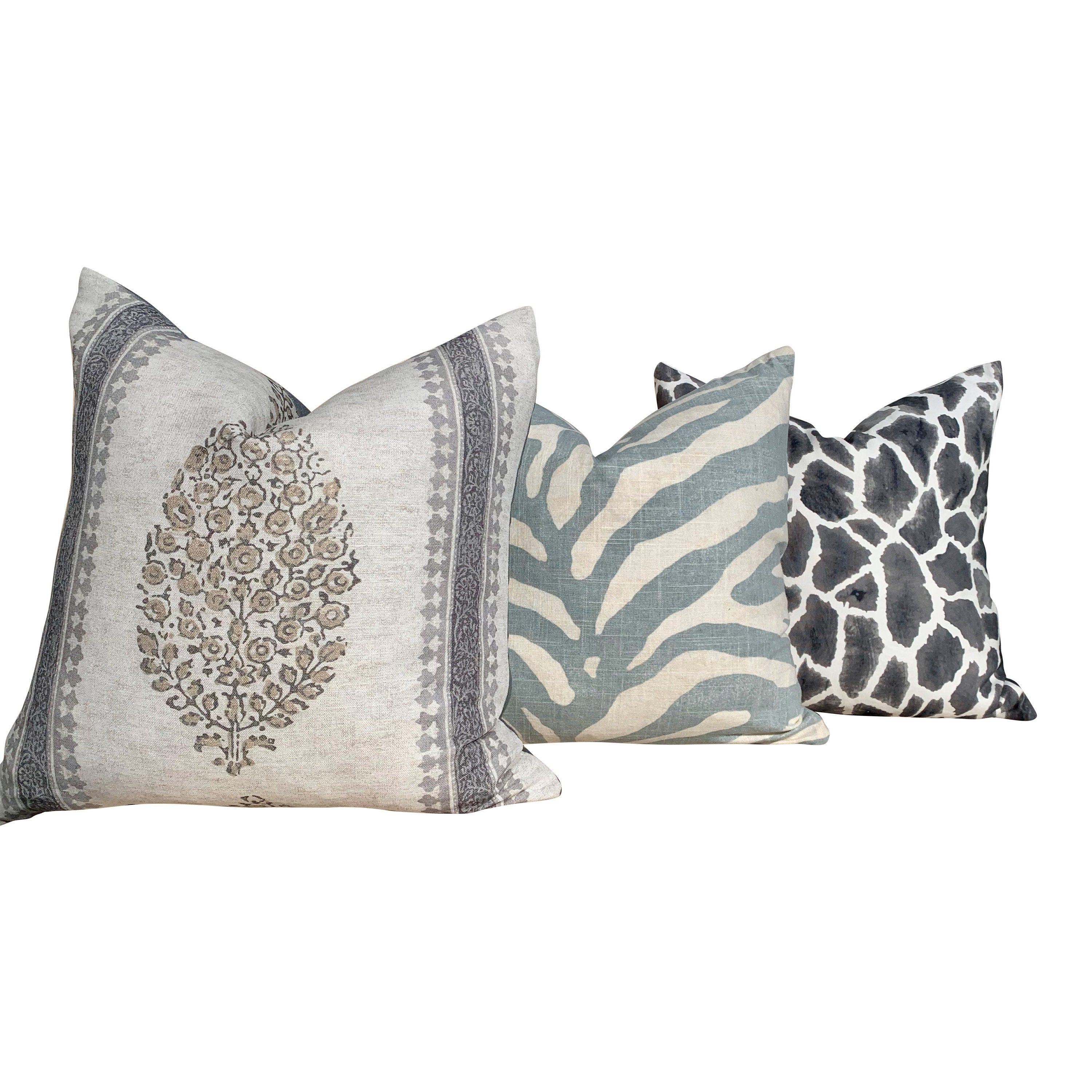 Thibaut Chappana Medallion Pillow in Gray. Designer pillows, accent cushion cover, decorative pillow, high end pillow.