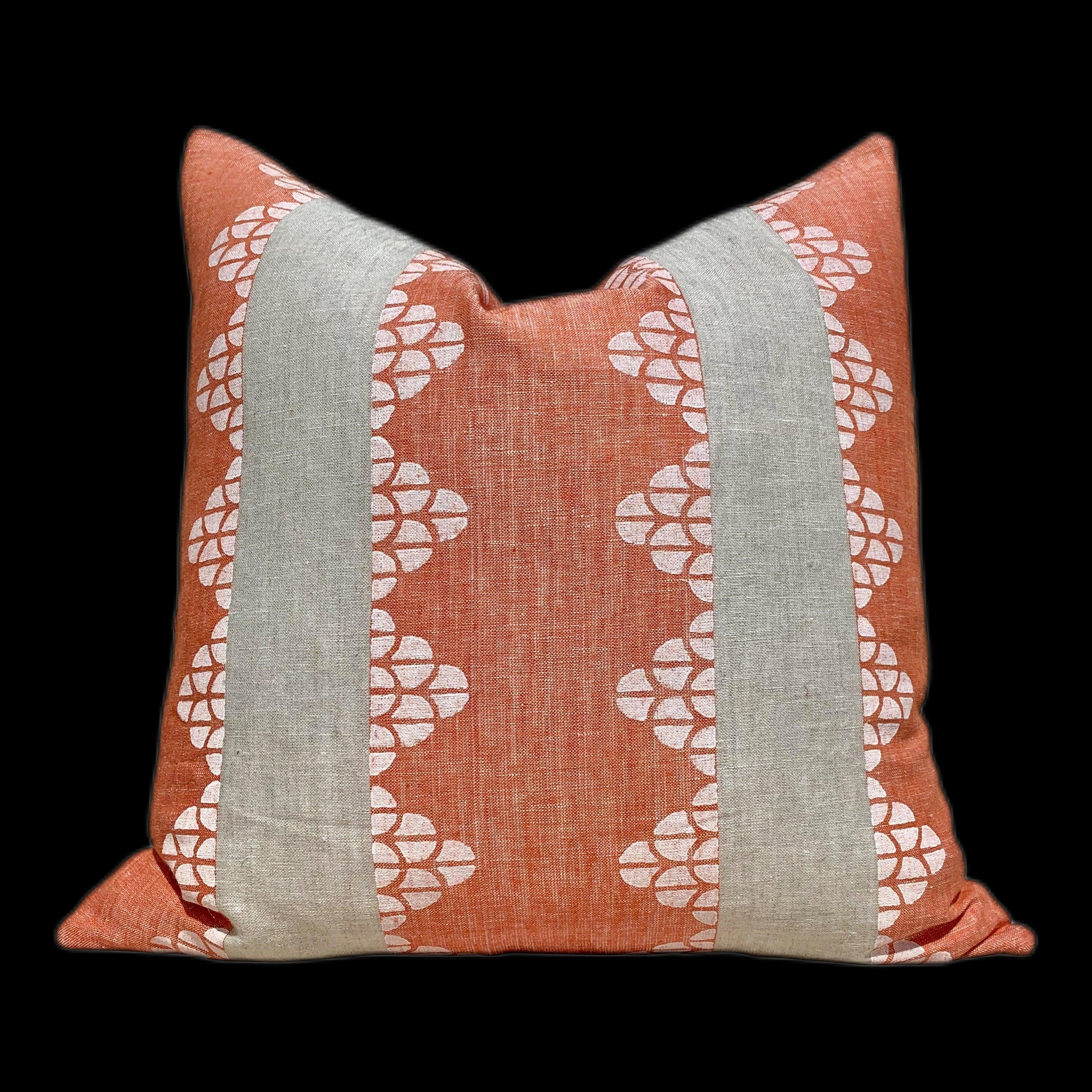 Thibaut Dhara Stripe Pillow in Coral. Lumbar Striped Accent Pillow Cover, Decorative Pillow Sham, Designer Pillows, Accent Pillow Throw