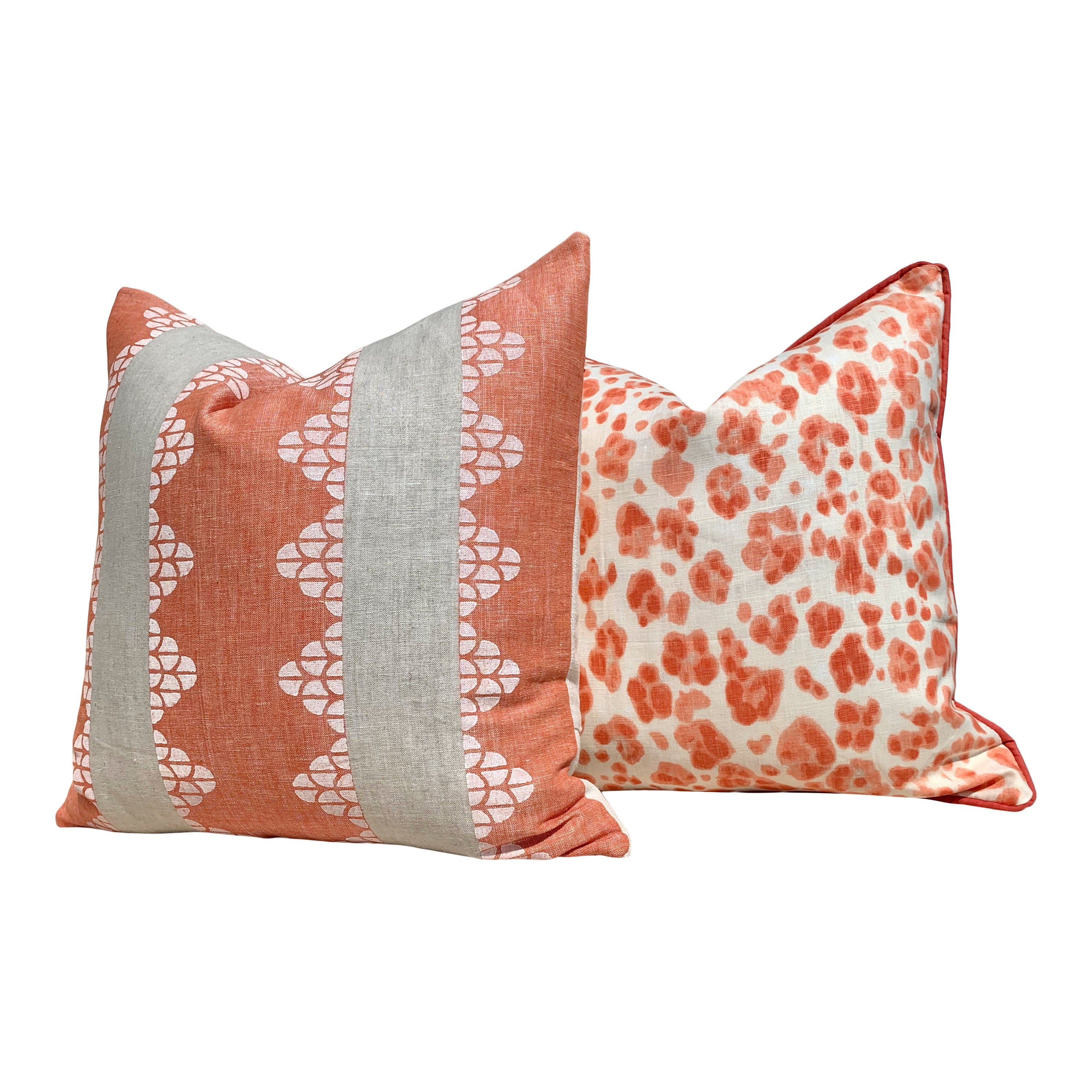 Thibaut Dhara Stripe Pillow in Coral. Lumbar Striped Accent Pillow Cover, Decorative Pillow Sham, Designer Pillows, Accent Pillow Throw