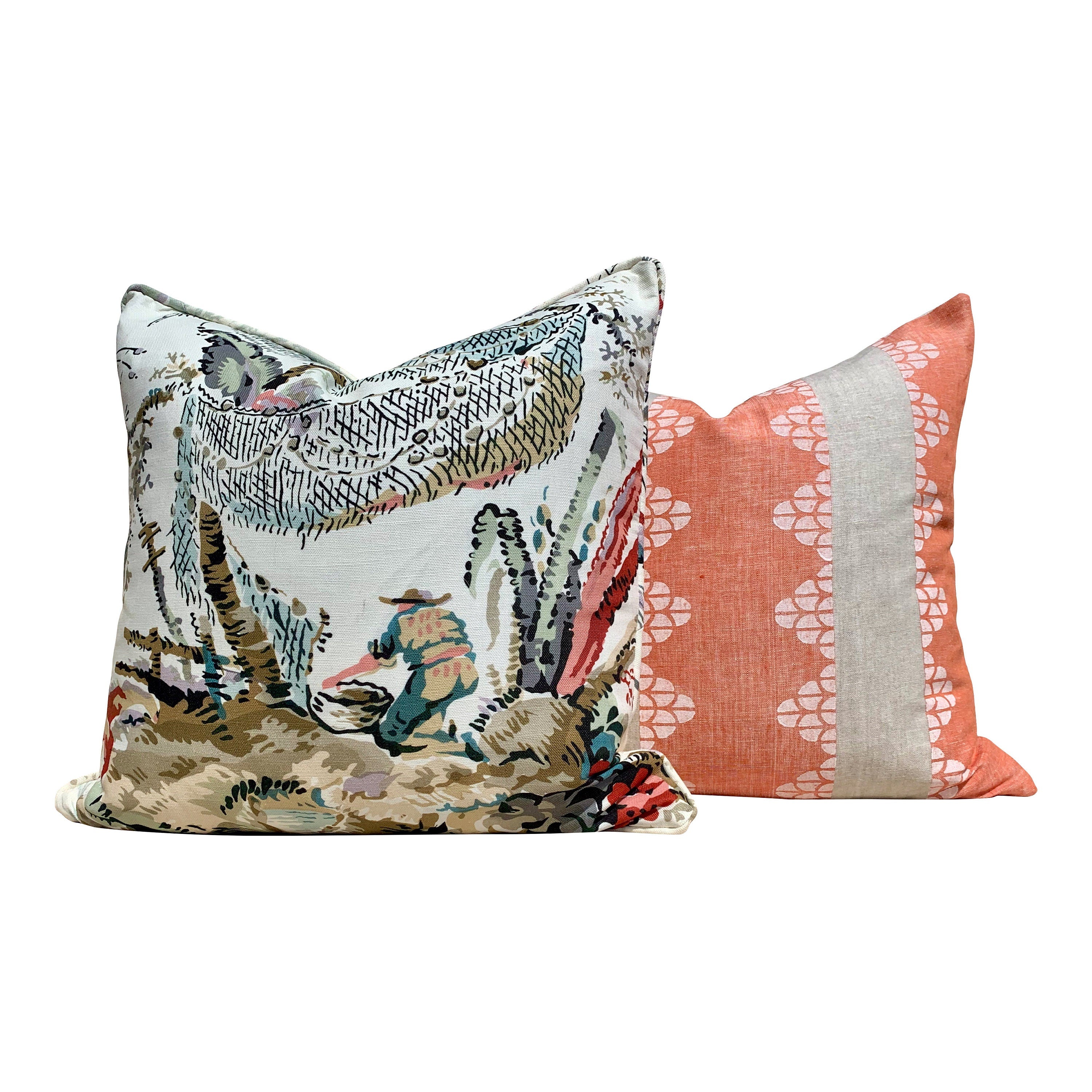 Thibaut Dhara Stripe Pillow in Coral. Lumbar Striped Accent Pillow Cover, Decorative Pillow Sham, Designer Pillows, Accent Pillow Throw