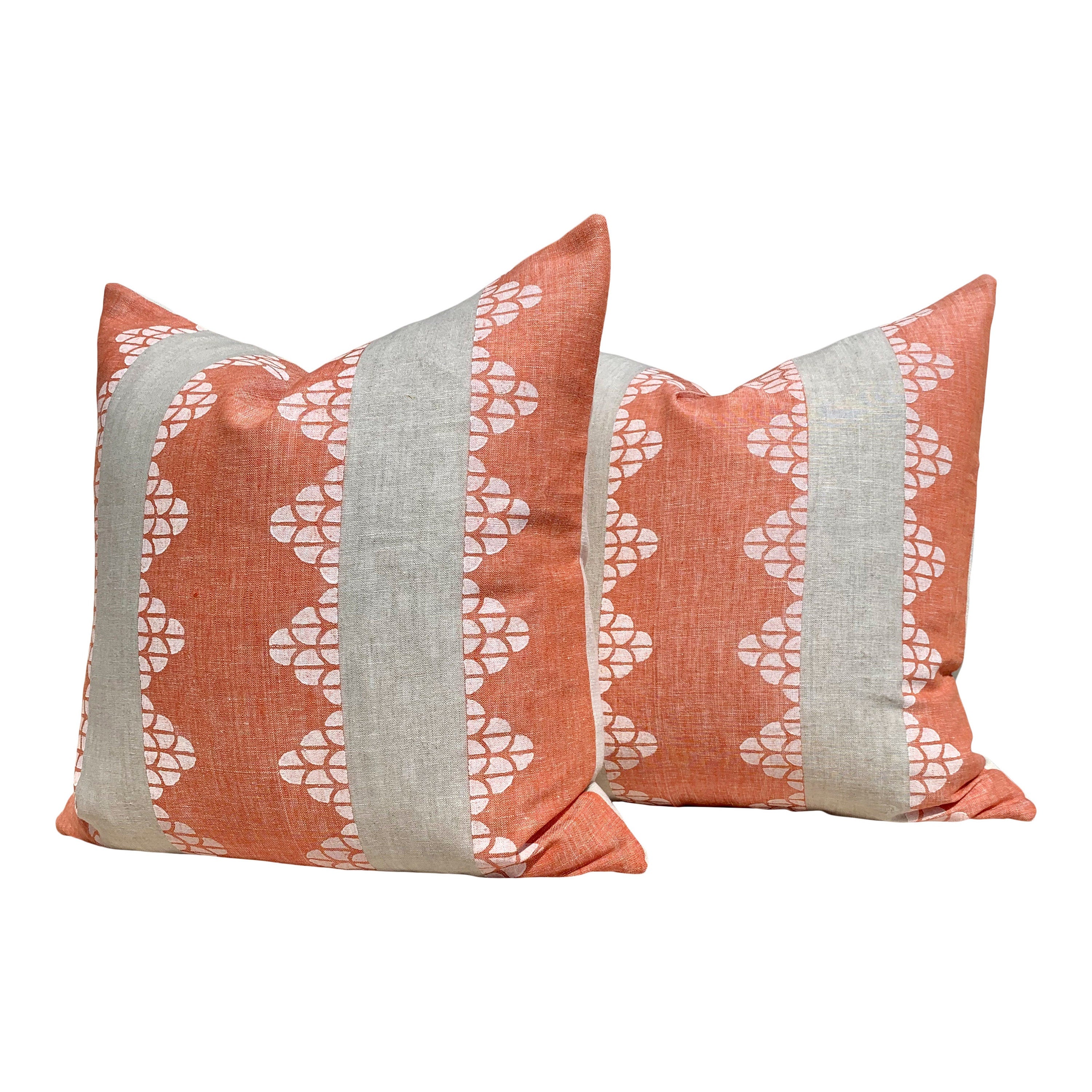 Thibaut Dhara Stripe Pillow in Coral. Lumbar Striped Accent Pillow Cover, Decorative Pillow Sham, Designer Pillows, Accent Pillow Throw