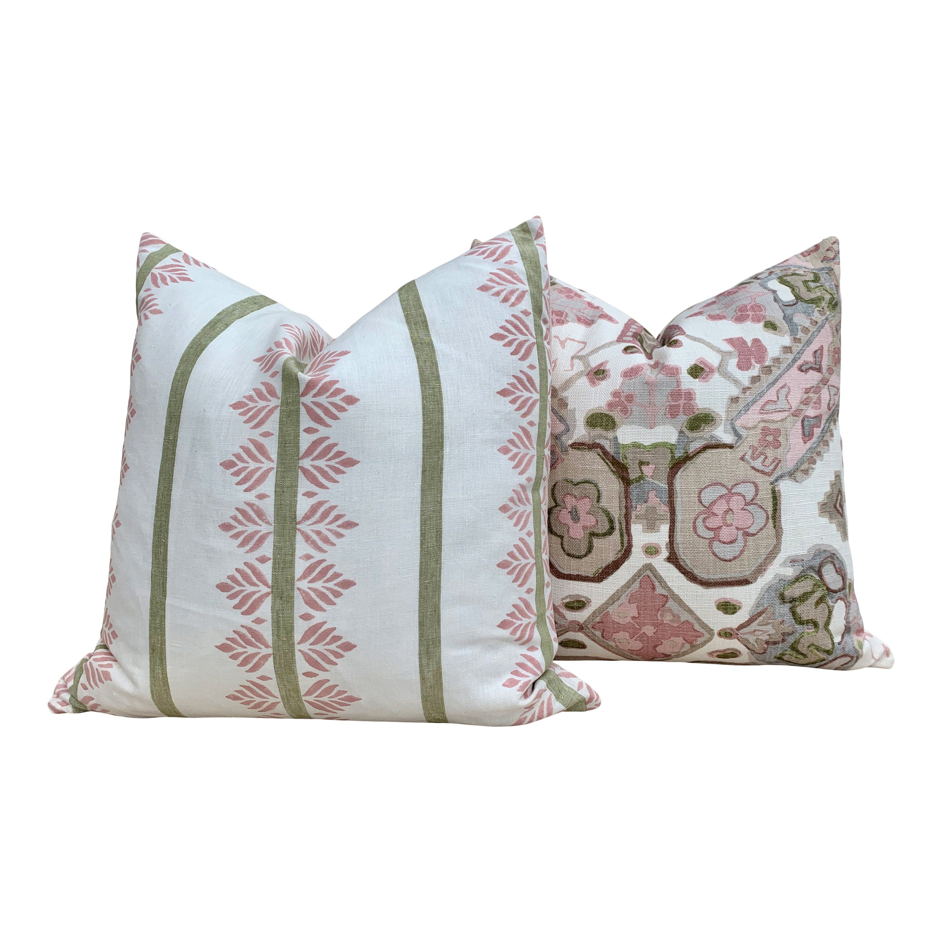 Thibaut Persian Caret Pillow Blush. Lumbar Pink Pillow //  Designer Fabric Pillow // Euro Sham 26x26