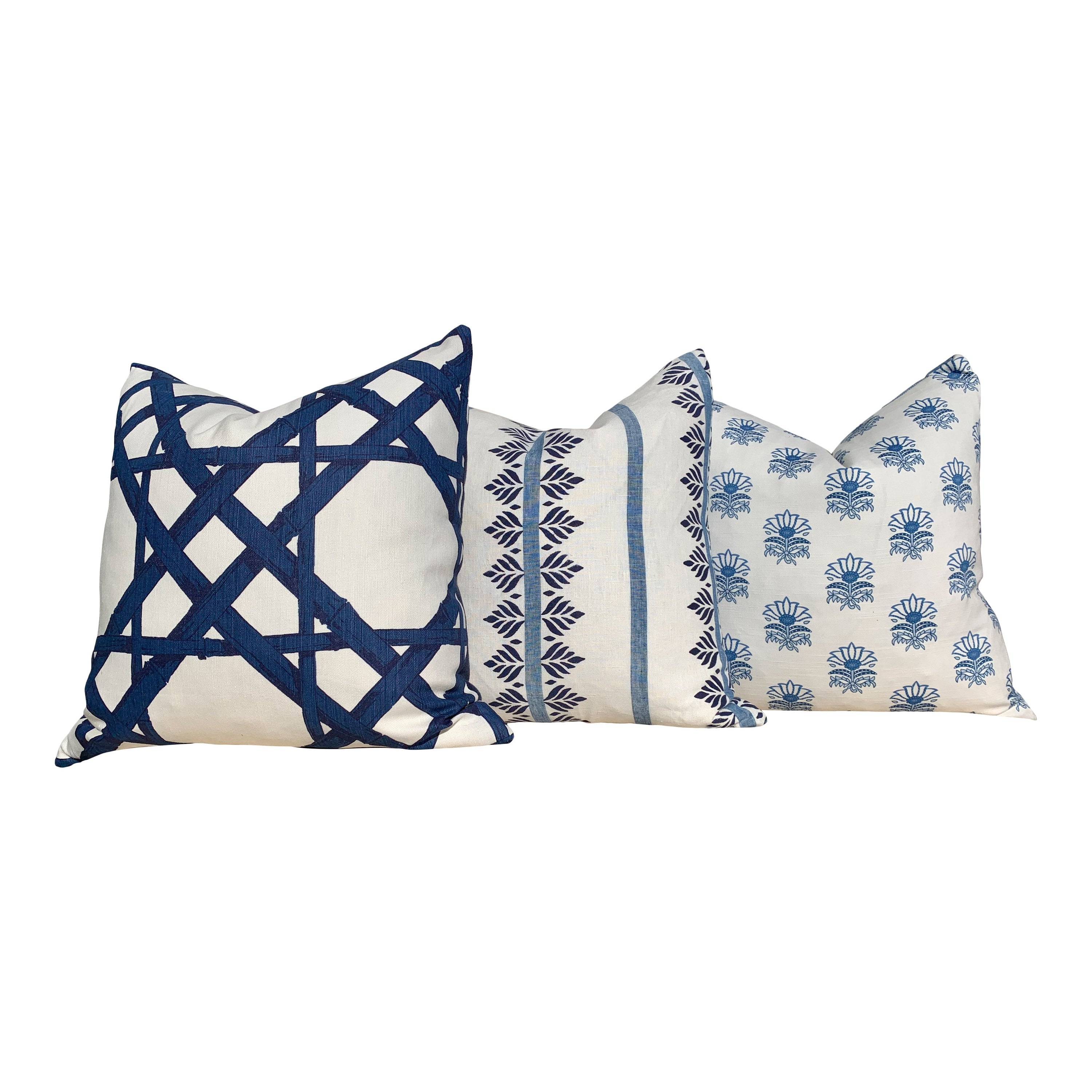 Designer Milford Pillow in Blue. Accent Pillow Cover, Decorative Pillow, Designer Cushion Cover, Euro Pillow Cover, throw cushion