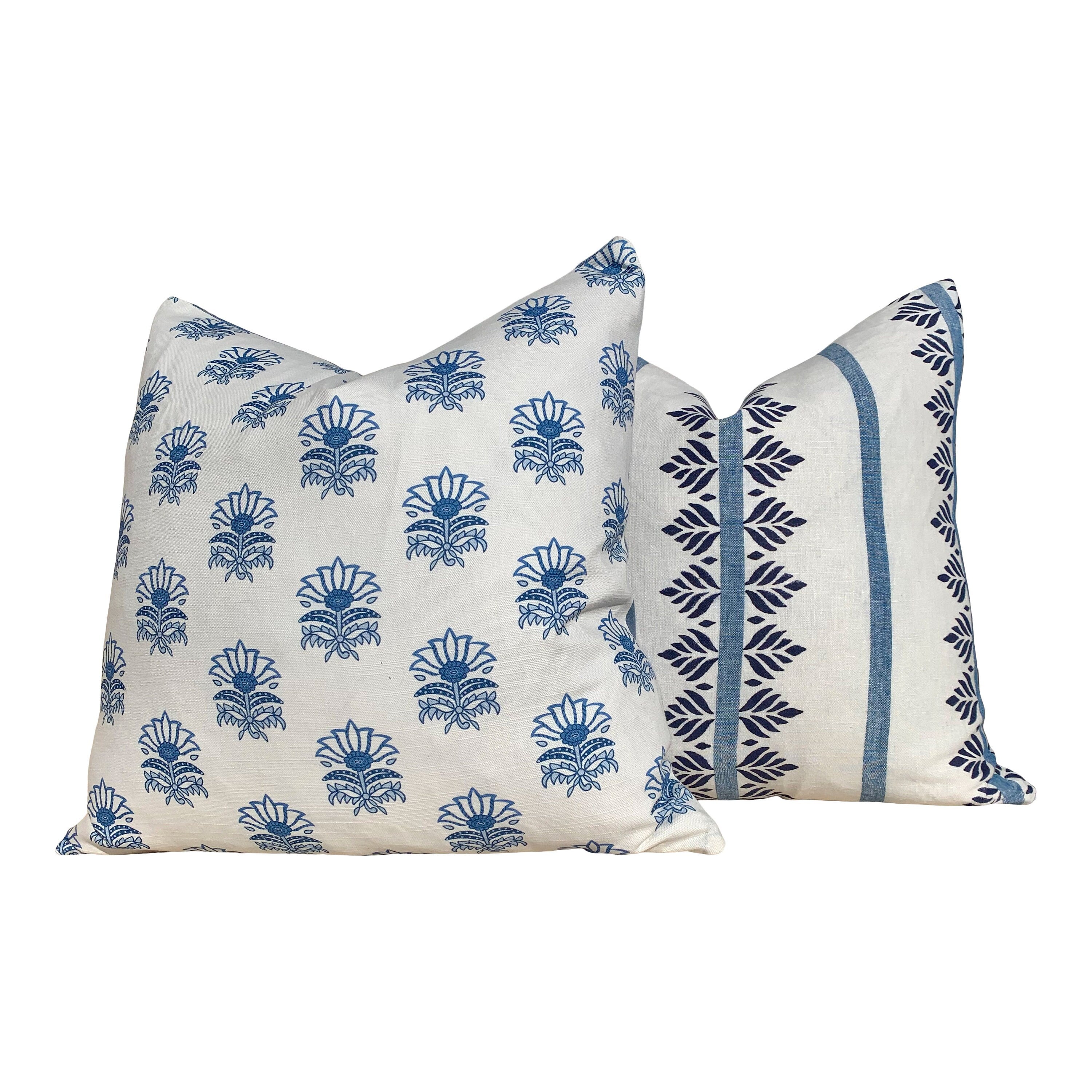 Designer Milford Pillow in Blue. Accent Pillow Cover, Decorative Pillow, Designer Cushion Cover, Euro Pillow Cover, throw cushion