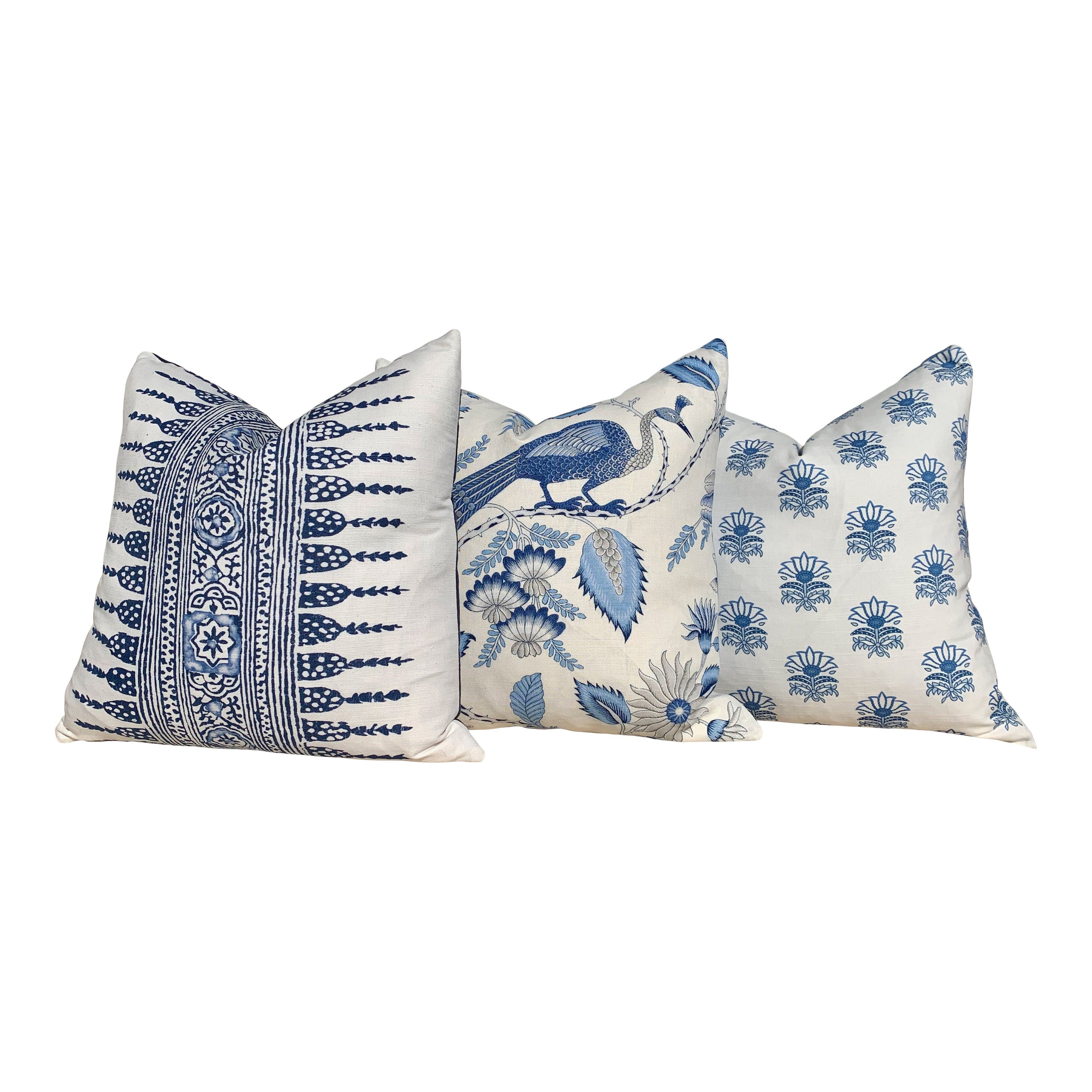 Designer Milford Pillow in Blue. Accent Pillow Cover, Decorative Pillow, Designer Cushion Cover, Euro Pillow Cover, throw cushion