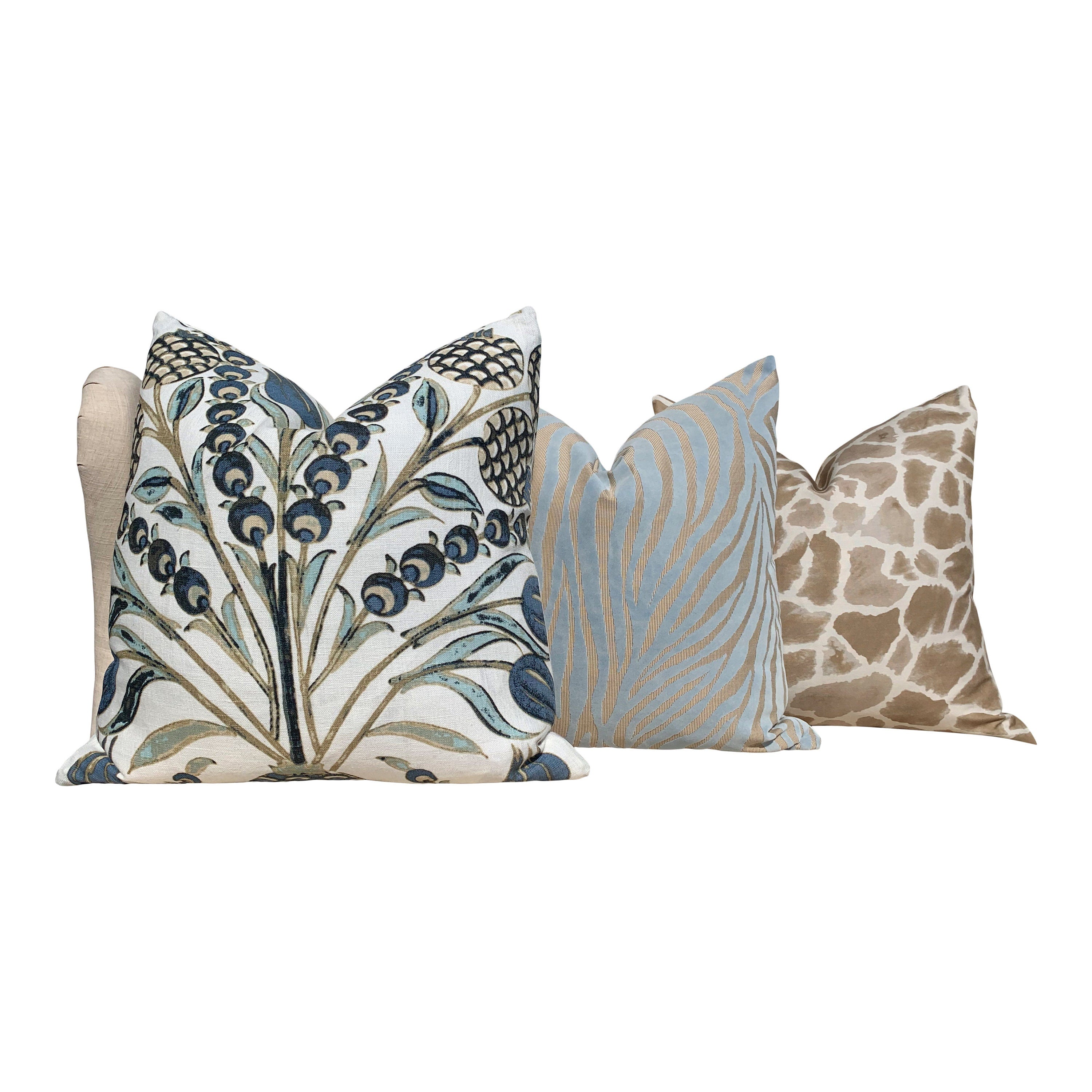 Thibaut Corneila Pillow Aqua. Euro Sham 26x26 // Aqua Blue Pillow // Floral Lumbar Pillow