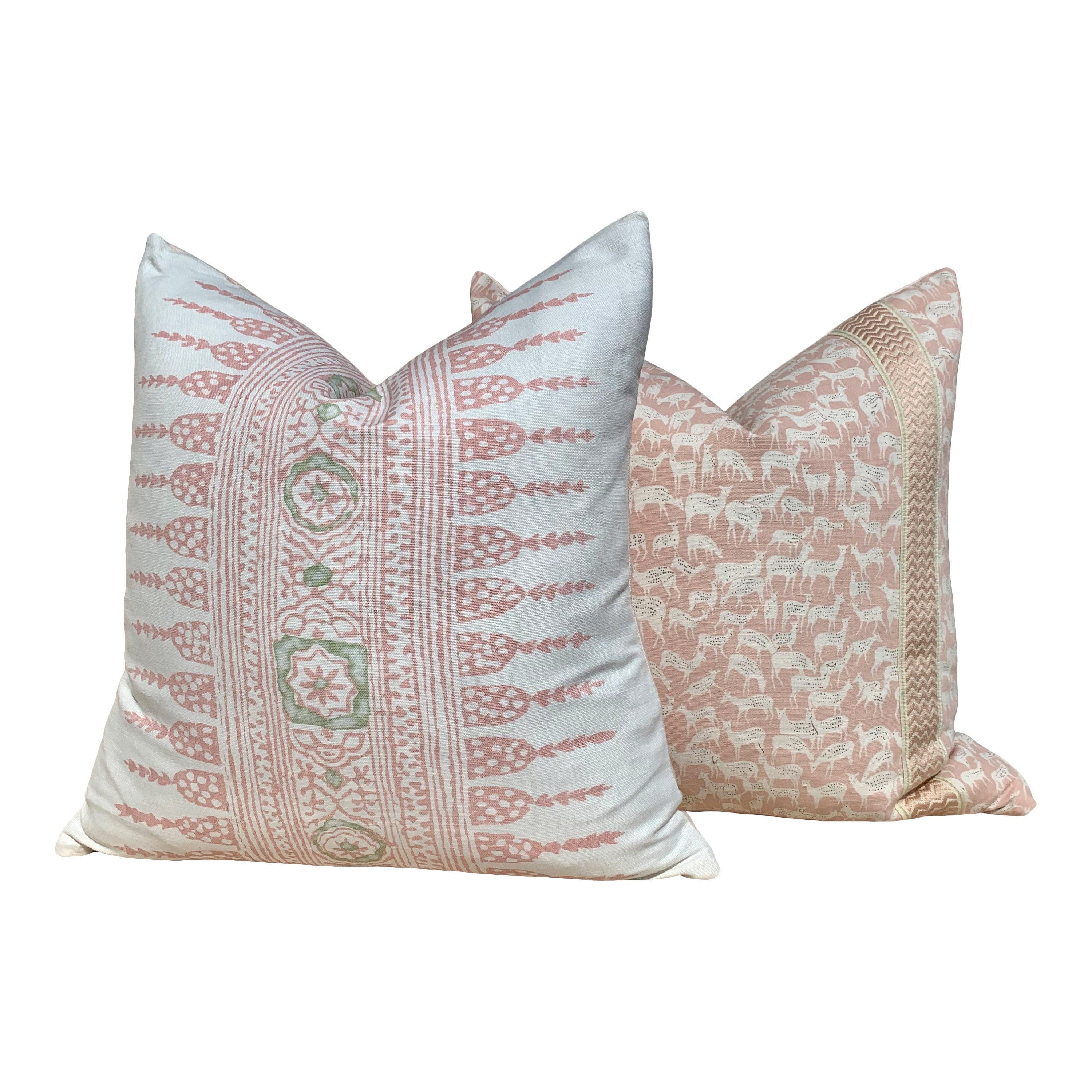 Thibaut Javanese Stripe Pillow Blush Pink. Lumbar Striped Pillow // Long Lumbar Pillow // Euro Sham 26"X26"// Blush Striped Pillow