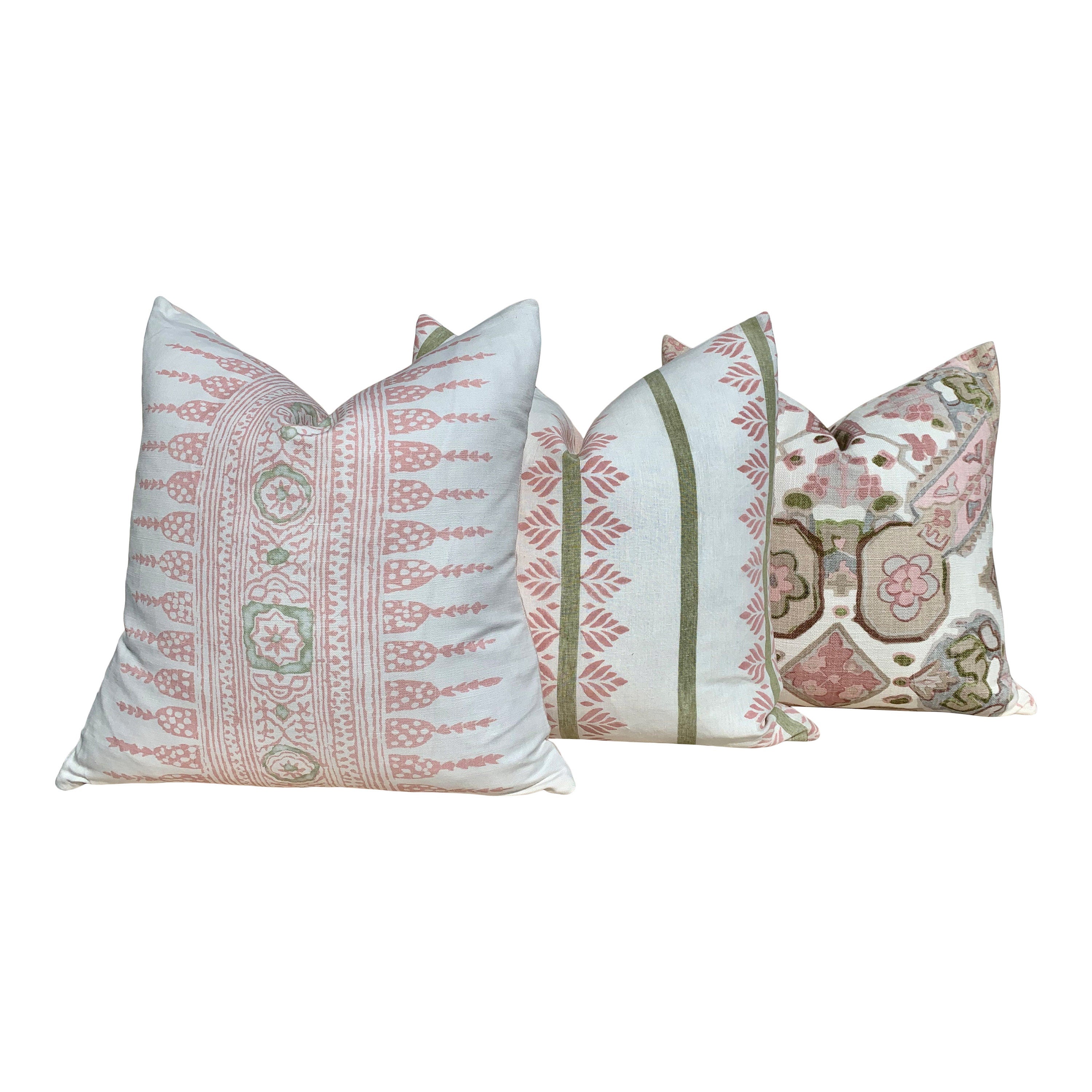 Thibaut Javanese Stripe Pillow Blush Pink. Lumbar Striped Pillow // Long Lumbar Pillow // Euro Sham 26"X26"// Blush Striped Pillow