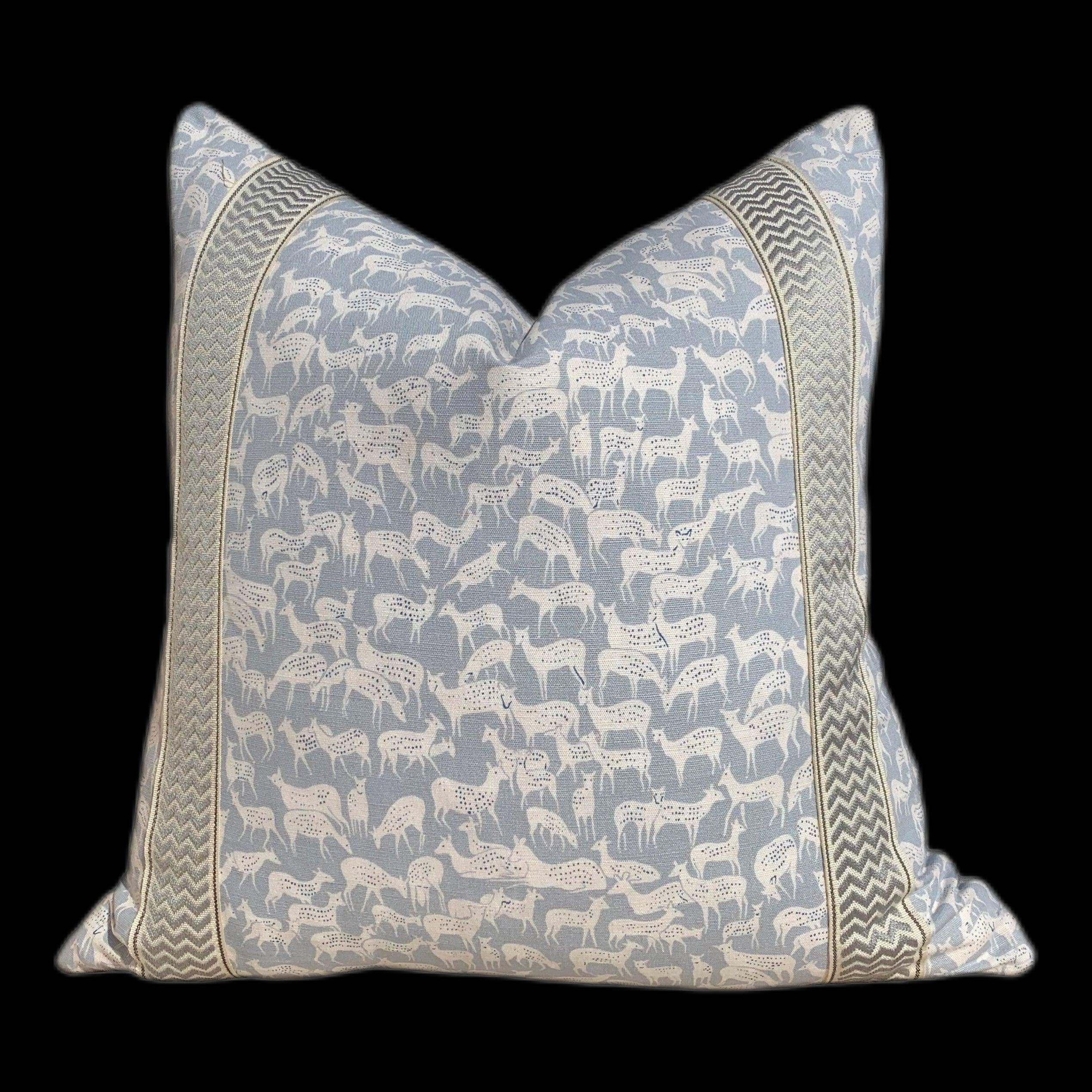 Schumacher Fauna Pillow in Slate Blue. Animal Print Pillow // Modern  pillow cover // Long lumbar pillow.