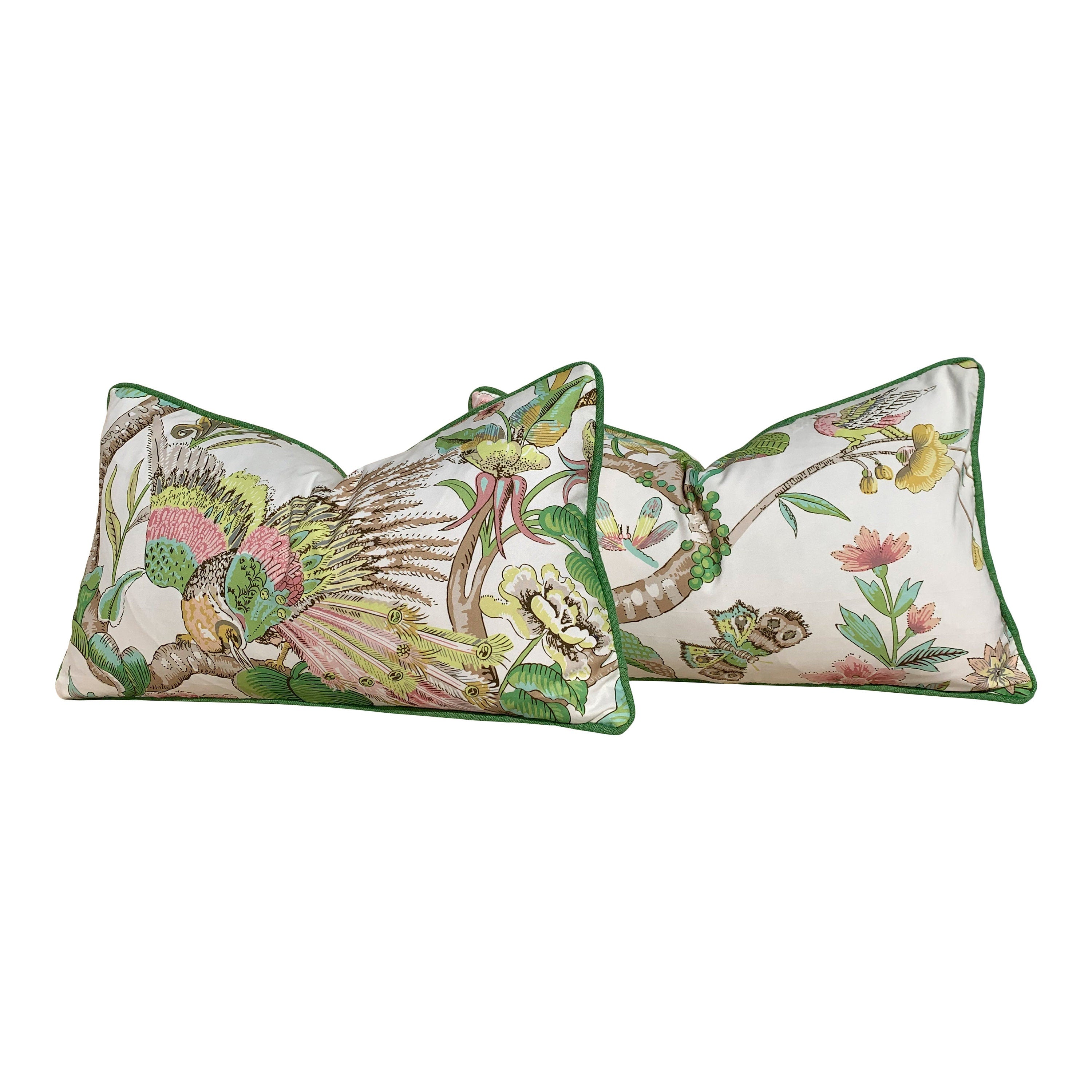 Schumacher Cranley Garden Pillow. Floral Lumbar Pillow, Green Yellow Pillow, Euro Sham 26"x26", Fauna Pillow Cover