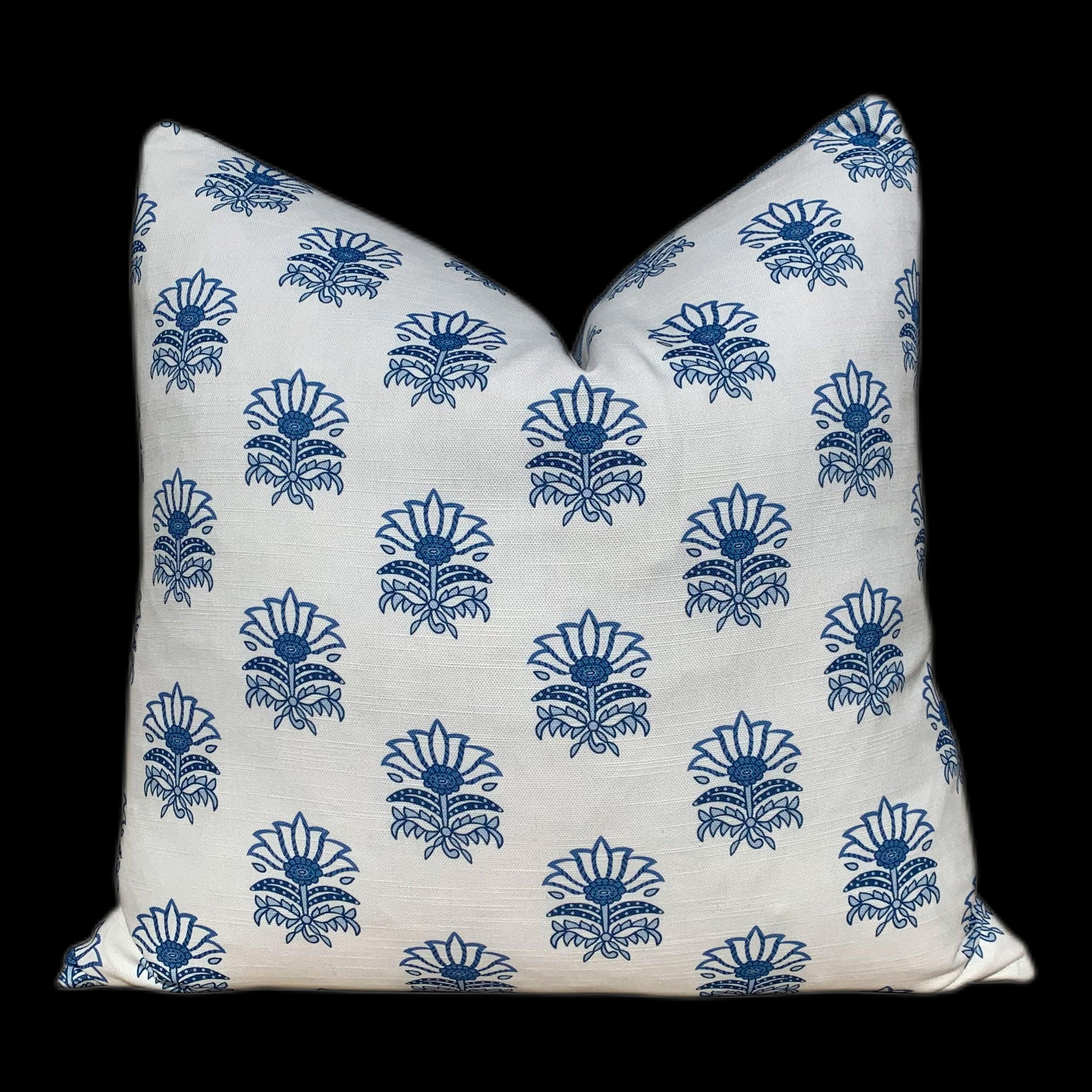 Designer Milford Pillow in Blue. Accent Pillow Cover, Decorative Pillow, Designer Cushion Cover, Euro Pillow Cover, throw cushion