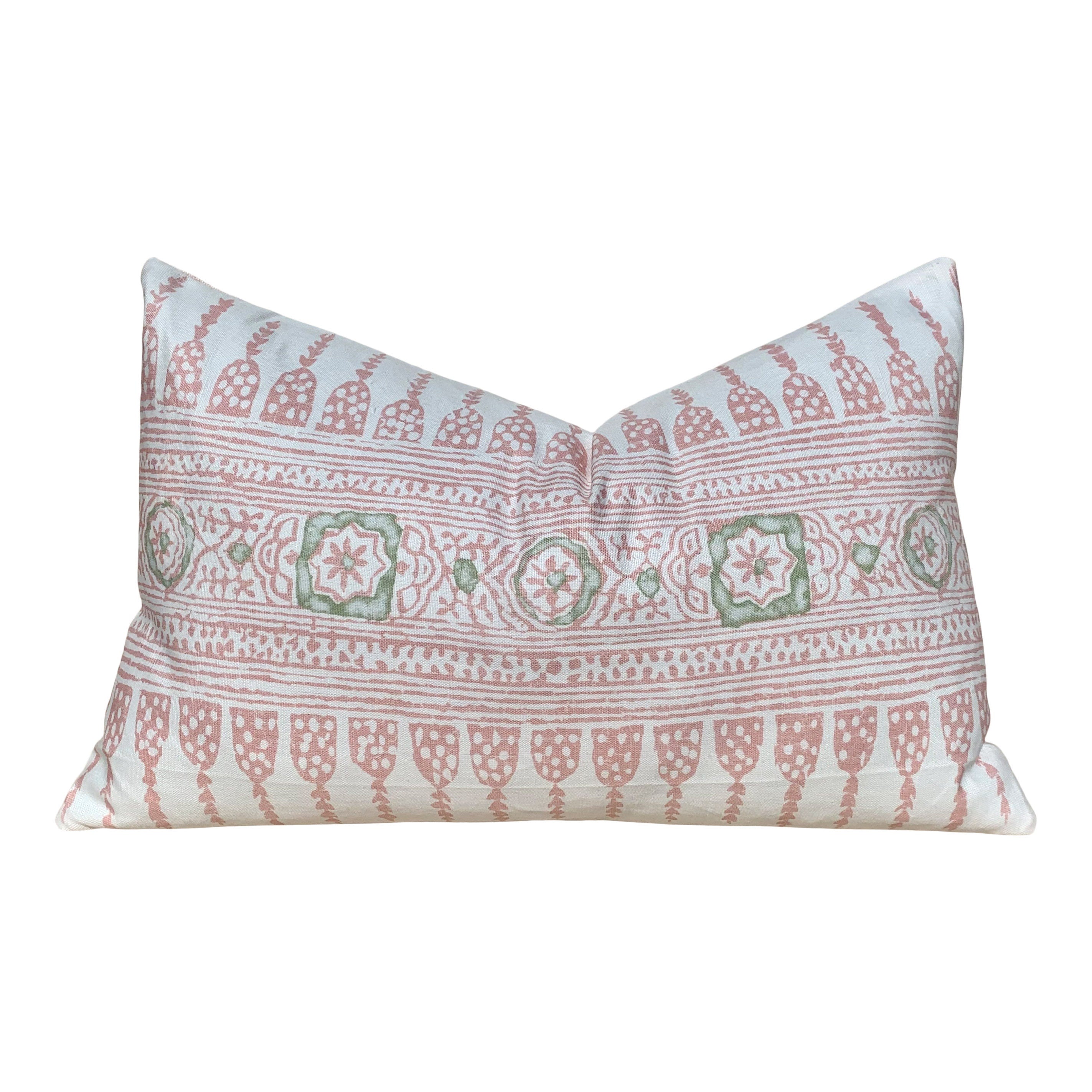 Thibaut Javanese Stripe Pillow Blush Pink. Lumbar Striped Pillow // Long Lumbar Pillow // Euro Sham 26"X26"// Blush Striped Pillow