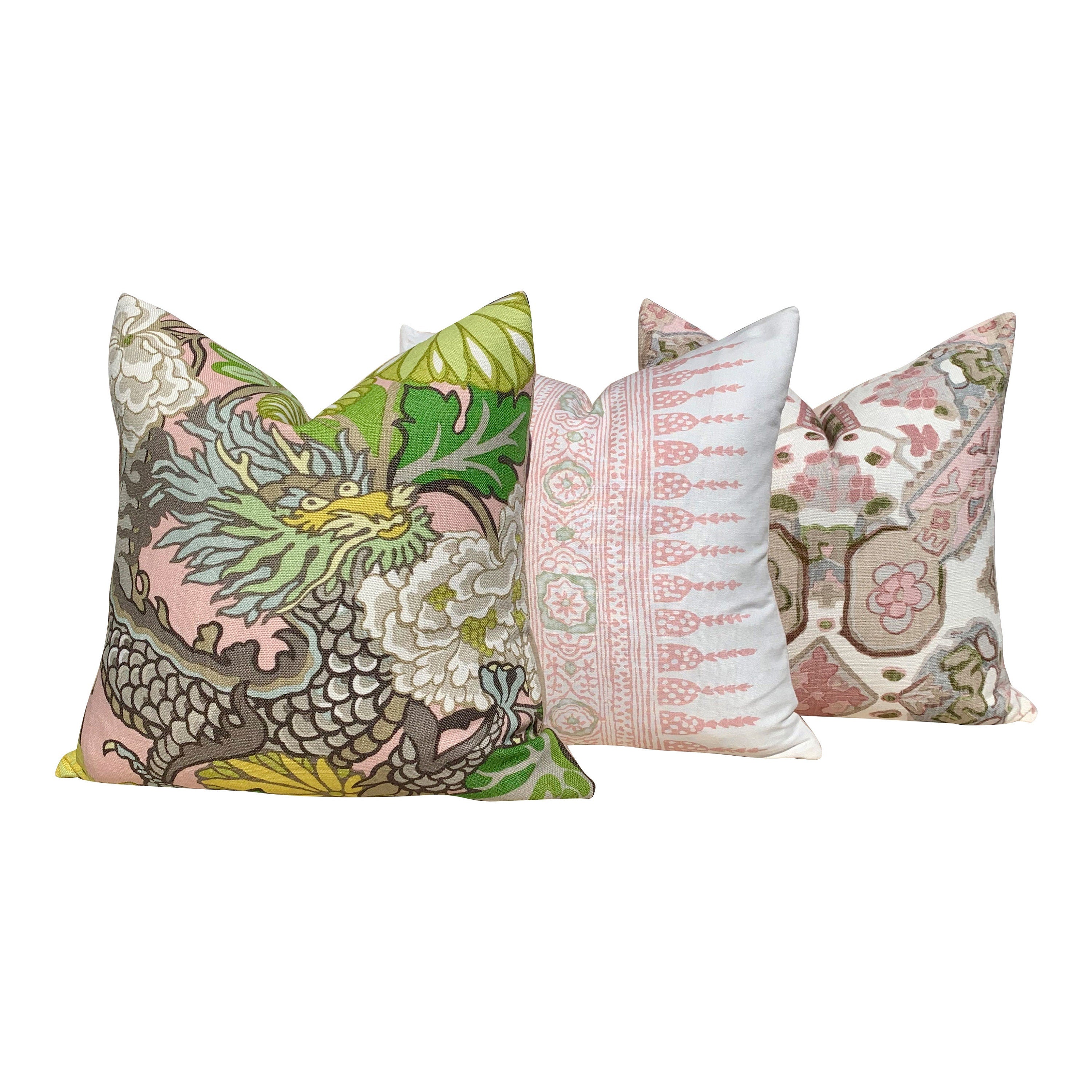 Thibaut Javanese Stripe Pillow Blush Pink. Lumbar Striped Pillow // Long Lumbar Pillow // Euro Sham 26"X26"// Blush Striped Pillow