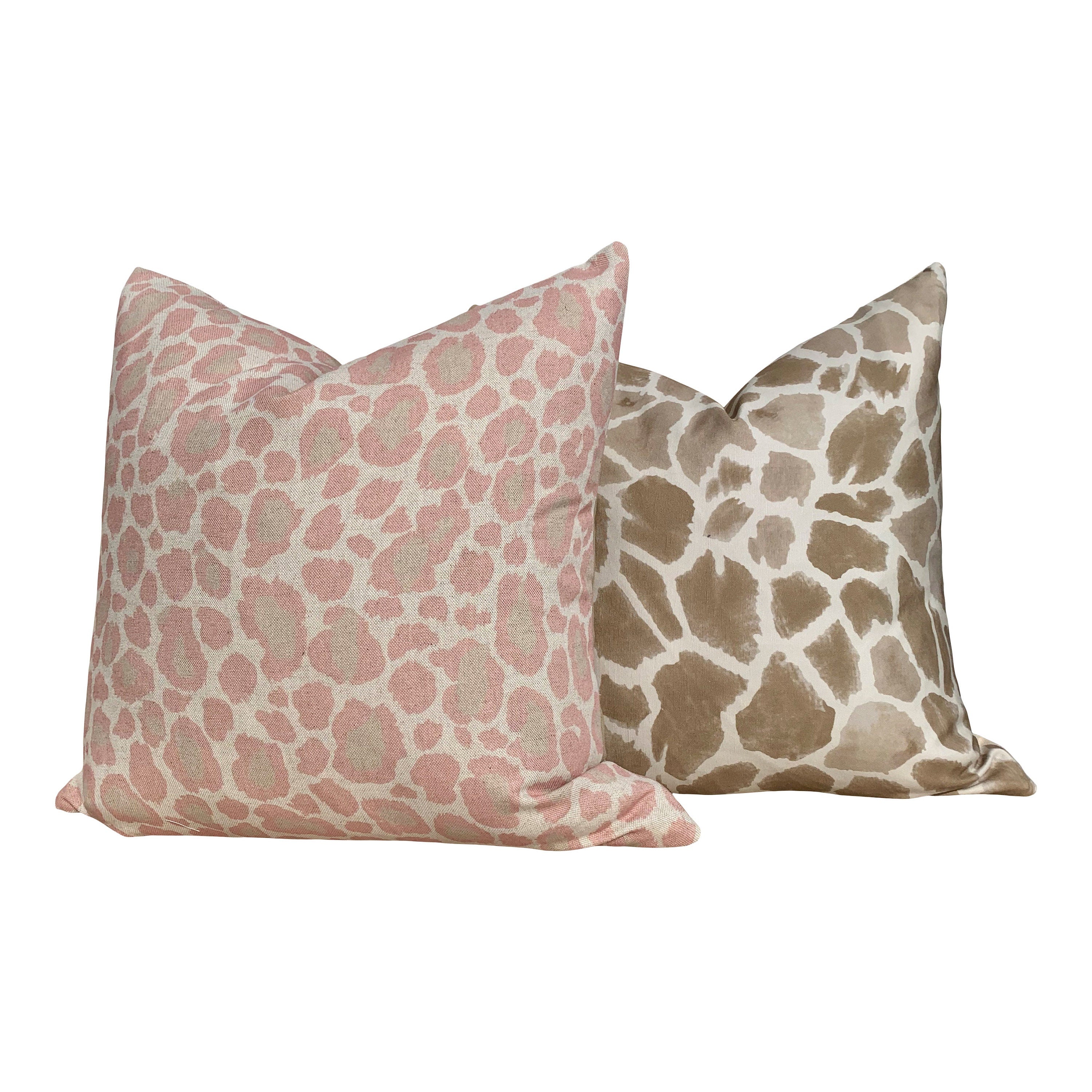 Designer African Leopard Pillow Blush. Animal Skin Pillow // Cheetah Pillow Cover // Long Lumbar Pillow // Euro Sham 26"X26"