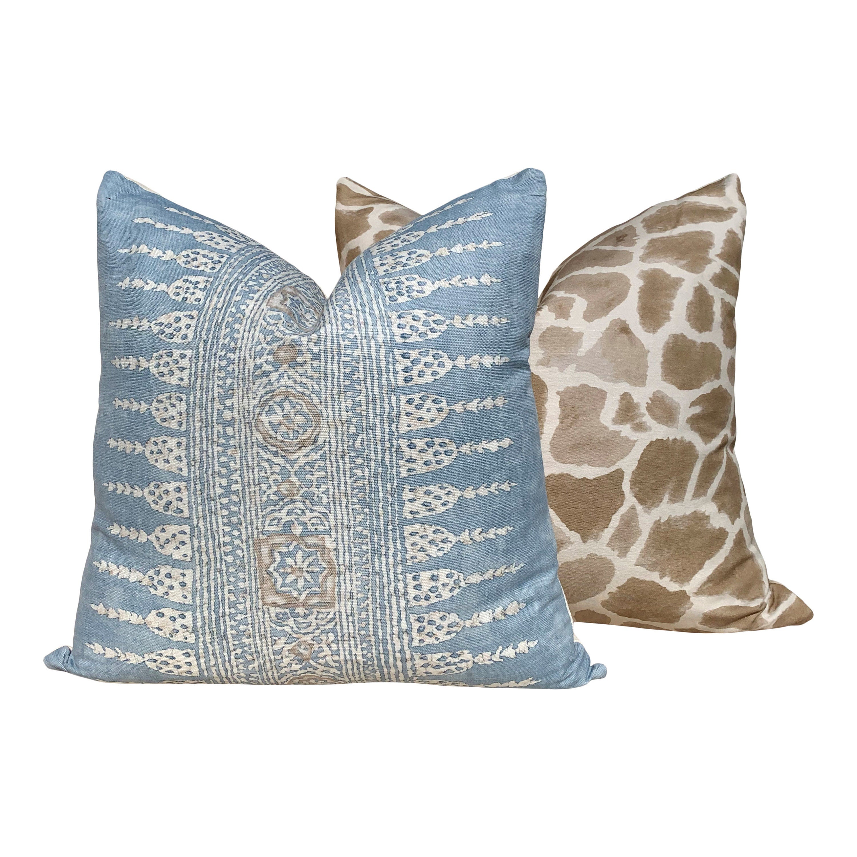 Thibaut Javanese Stripe Pillow Aqua Blue. Long Lumbar Pillow, Spa Blue Pillow, Designer Fabric Pillow, Euro Sham Cushion, Striped Pillow