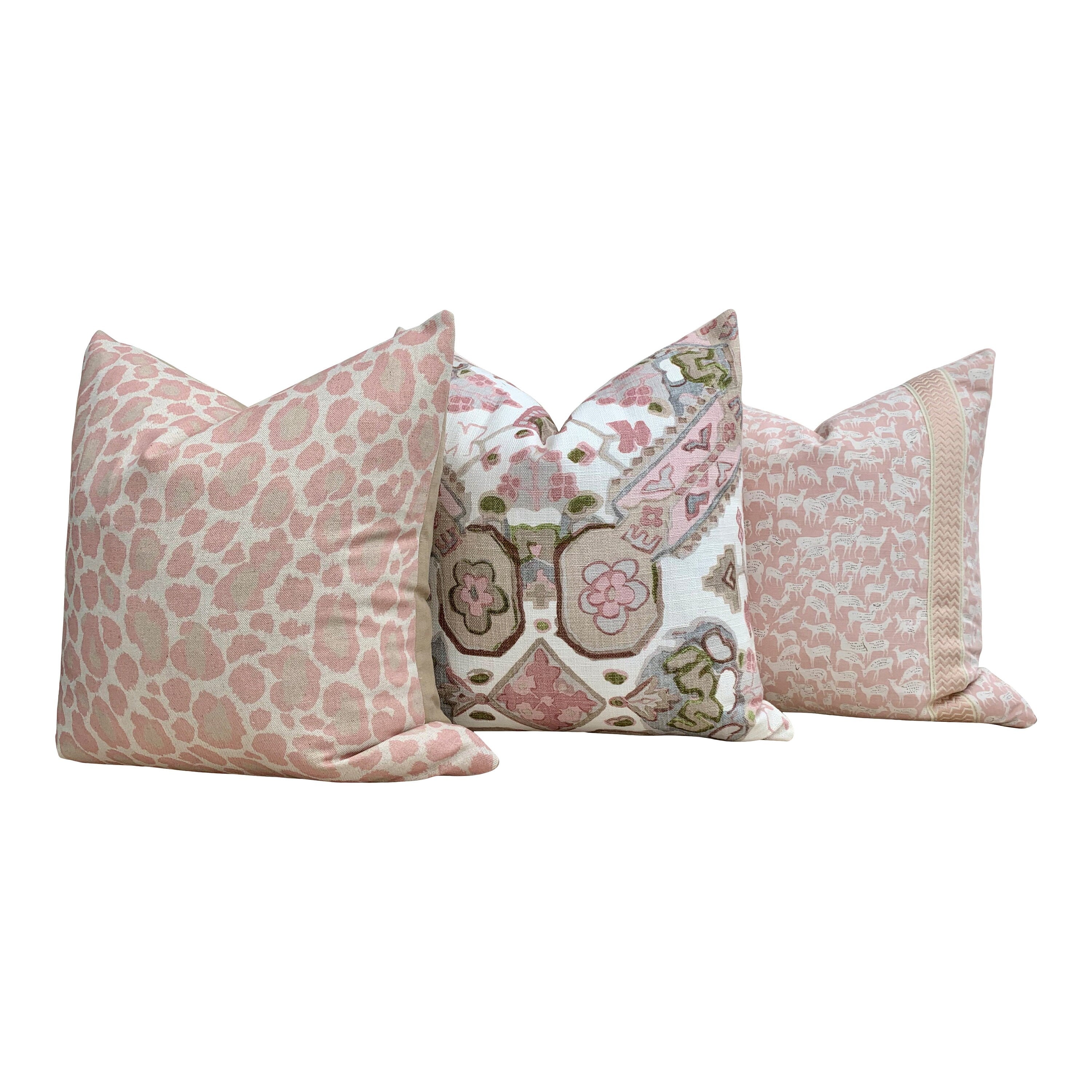 Designer African Leopard Pillow Blush. Animal Skin Pillow // Cheetah Pillow Cover // Long Lumbar Pillow // Euro Sham 26"X26"