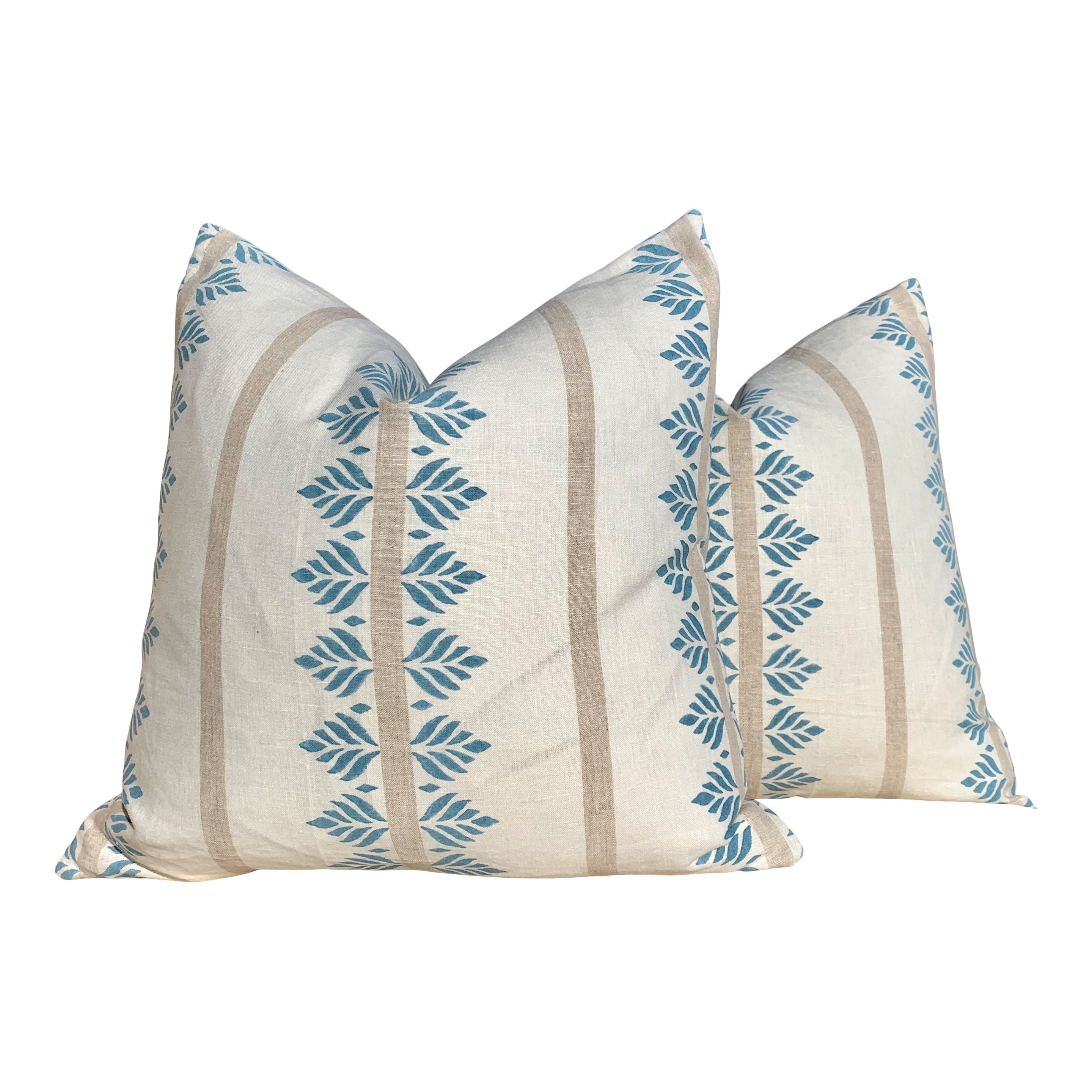 Designer Fern Stripe Pillow in Spa Blue. Accent Stripe Pillow, Decorative Pillow Cover, Designer Throw Pillow, Designer Lumbar Pillow