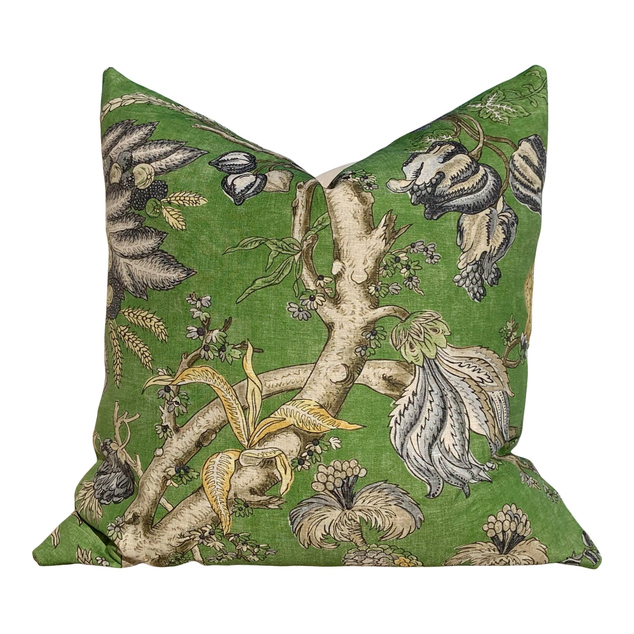 Chatelain Pillow Cover in Green. Designer Decorative Pillow Cover in Green French Country Floral Accent lumbar Cushion Case Euro Sham