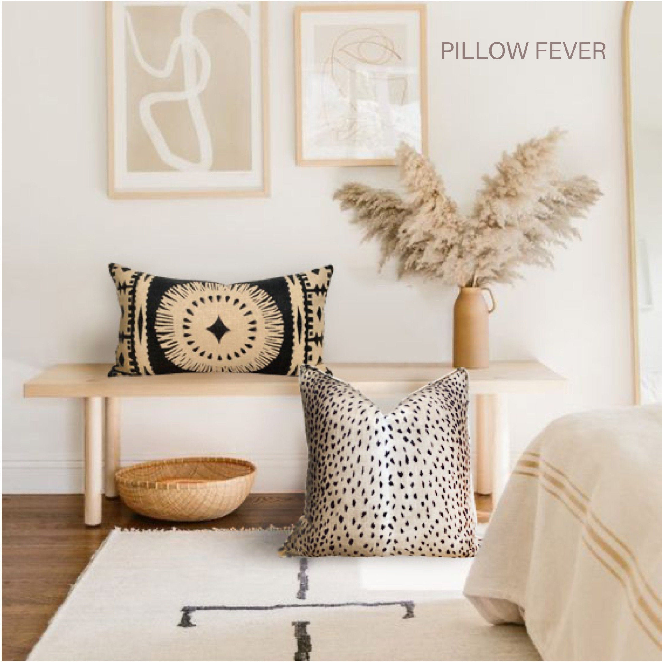 Schumacher Bora Bora Pillow in Lava. Decorative Lumbar Medalion Linen Pillow.