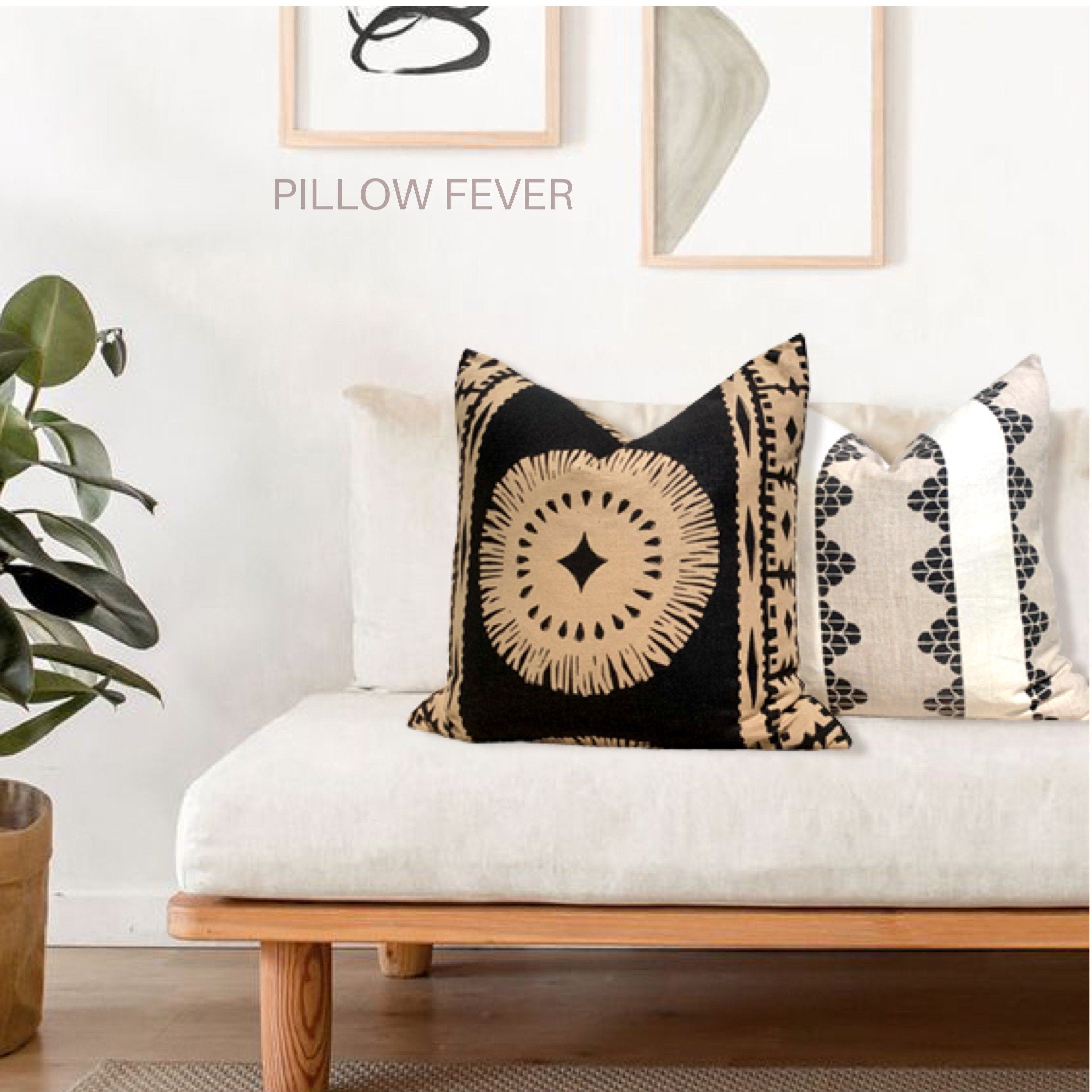 Schumacher Bora Bora Pillow in Lava. Decorative Lumbar Medalion Linen Pillow.