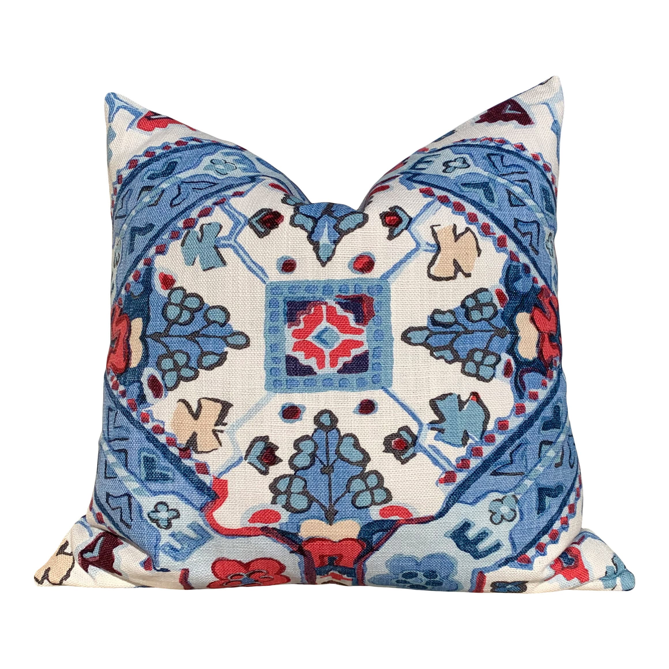 Thibaut Persian Caret Pillow in Blue and Red. Lumbar Pillow// Designer Pillow// Decorative Pillow Cover// Throw Cushion Cover Accent Pillow