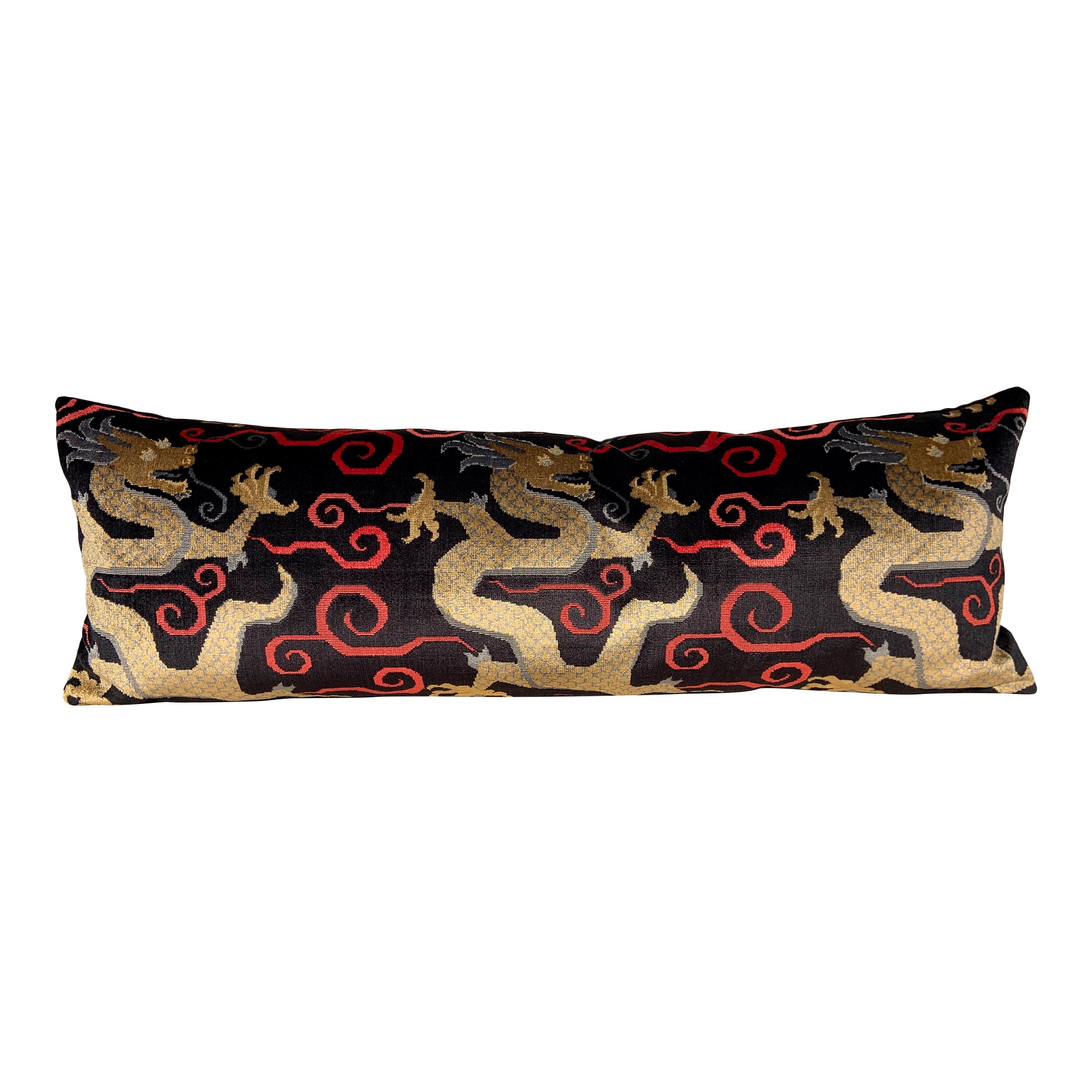 Schumacher Bixi Velvet Pillow in Onyx. Dragon Velvet Pillow // High End Velvet Pillow // Luxury Pillow Cover // Accent Cushion Chinoiserie