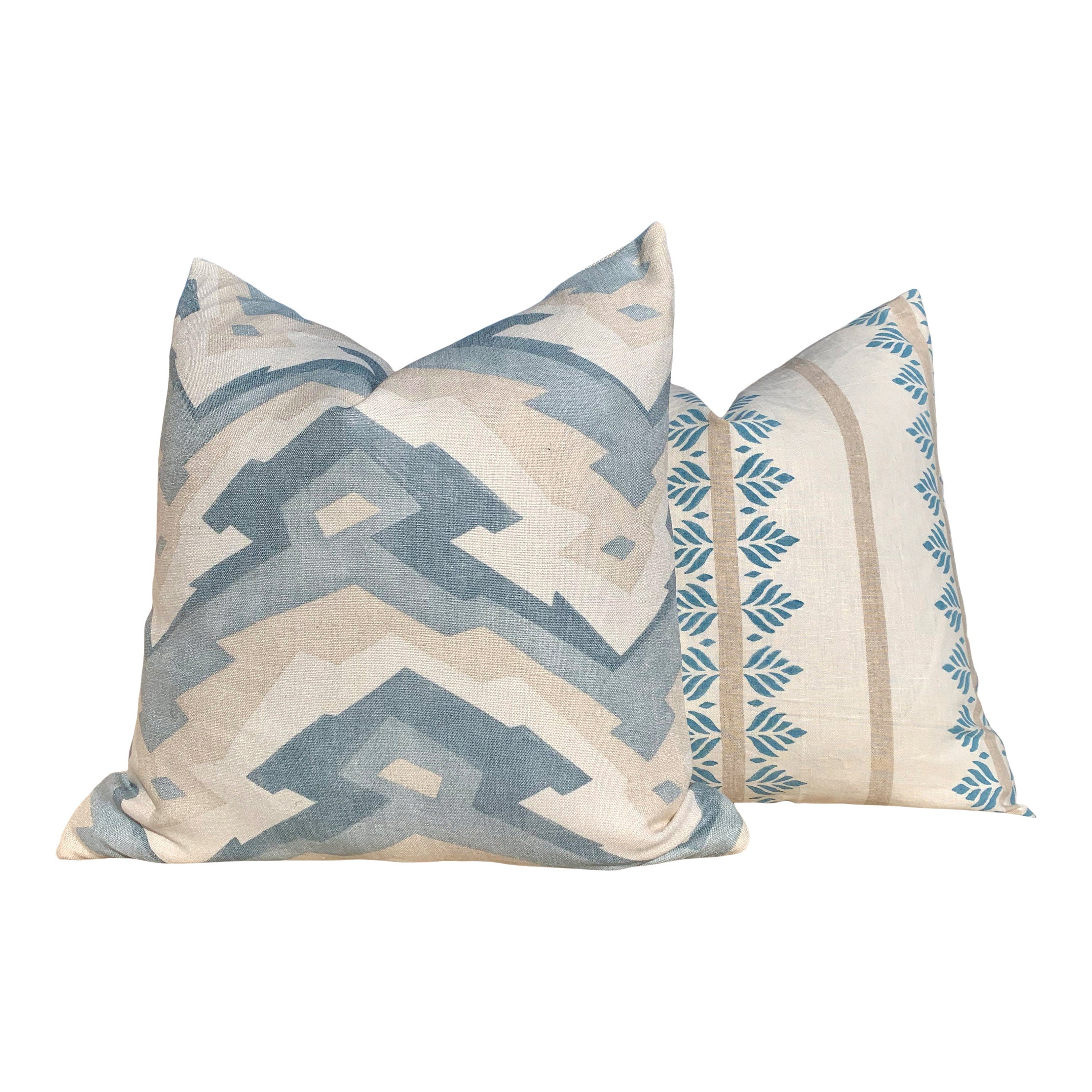 Designer Fern Stripe Pillow in Spa Blue. Accent Stripe Pillow, Decorative Pillow Cover, Designer Throw Pillow, Designer Lumbar Pillow