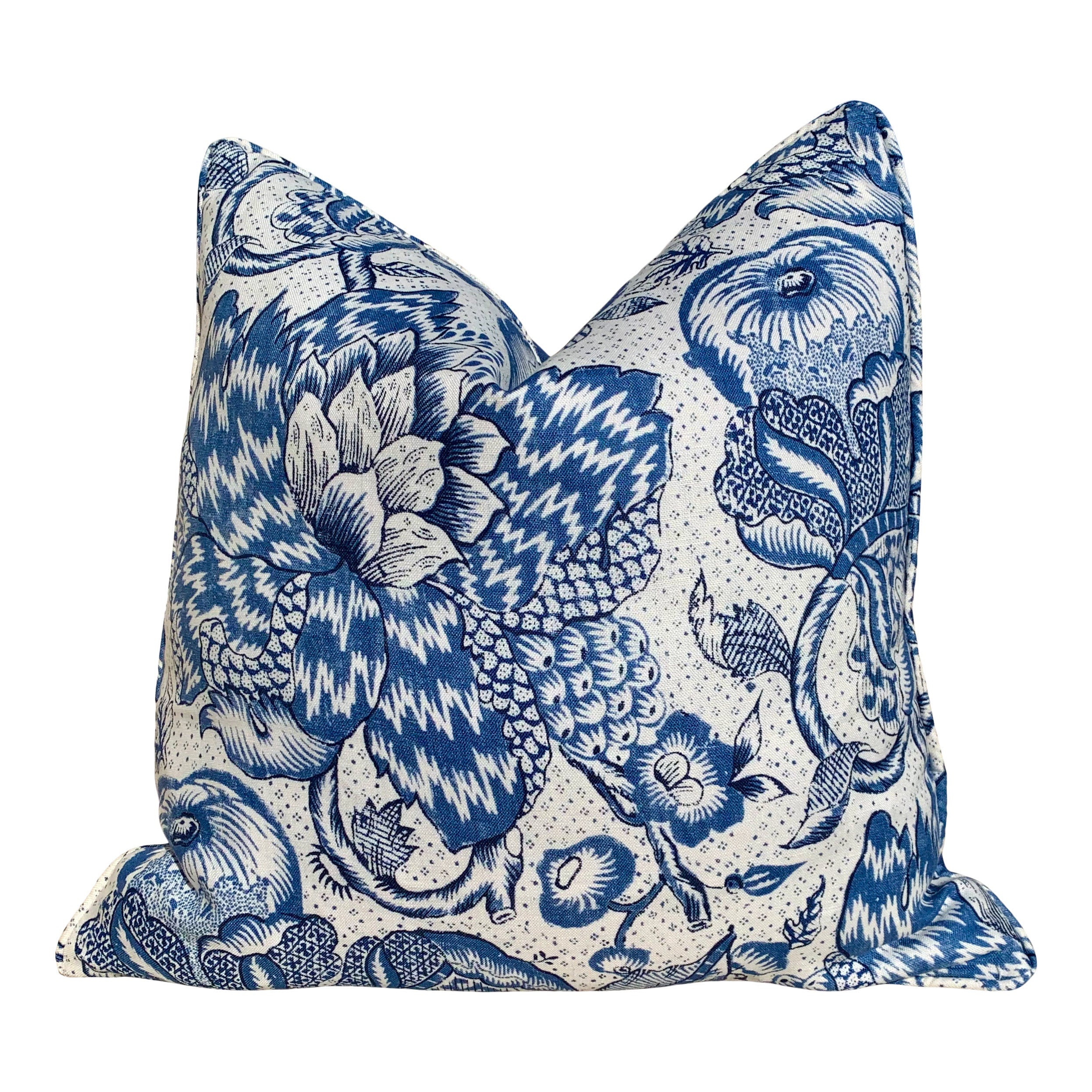 Westmont Pillow in Blue White. Lumbar Blue Pillow Euro Sham Pillow Blue Accent Pillow Designer Floral Pillow Accent Cushion Cover High