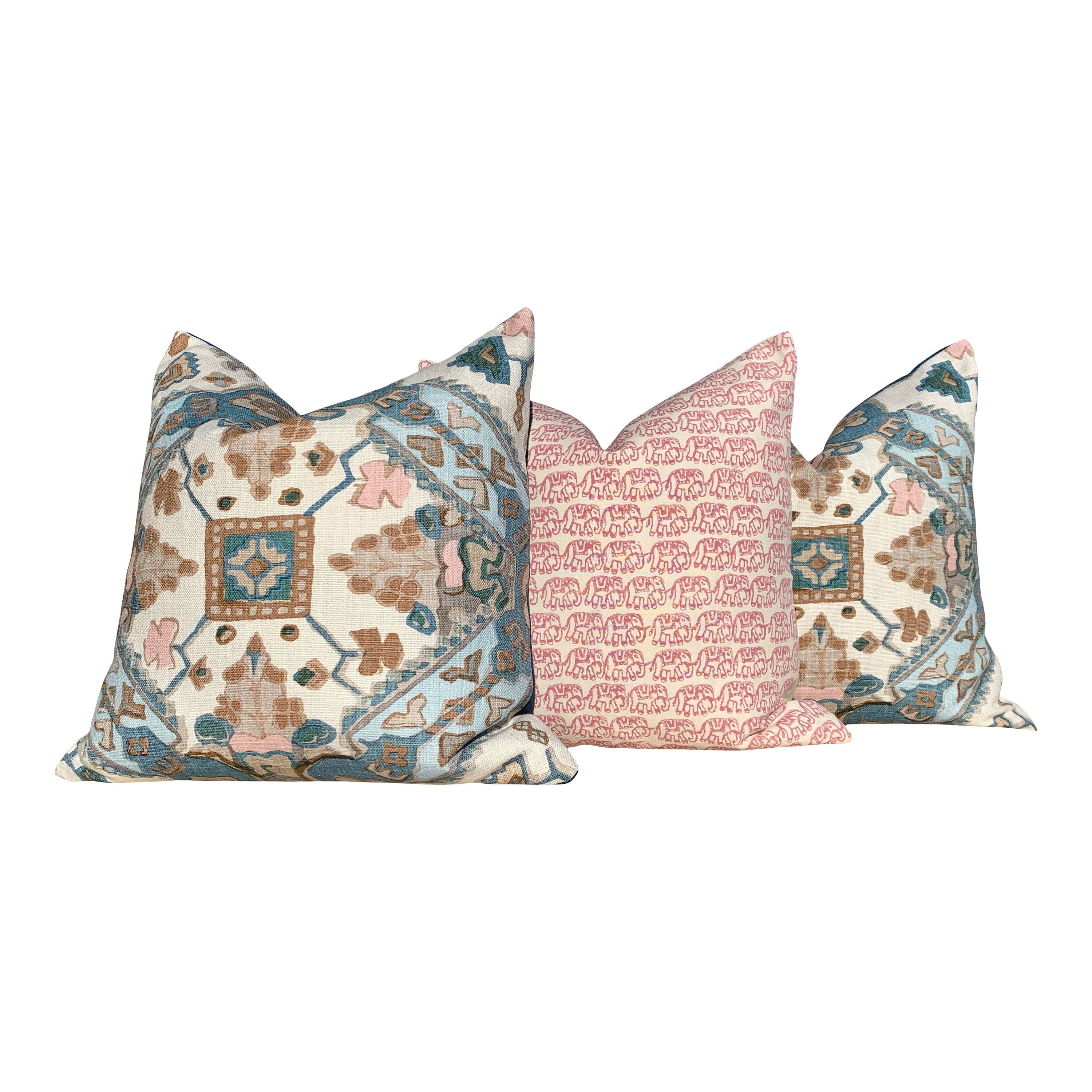 Schumacher Ellies Pillow in Rose. Lumbar Elephant Pillow // Animal Print Pillow // Euro Sham Pillow 26x26 // Pink Nursery Pillow