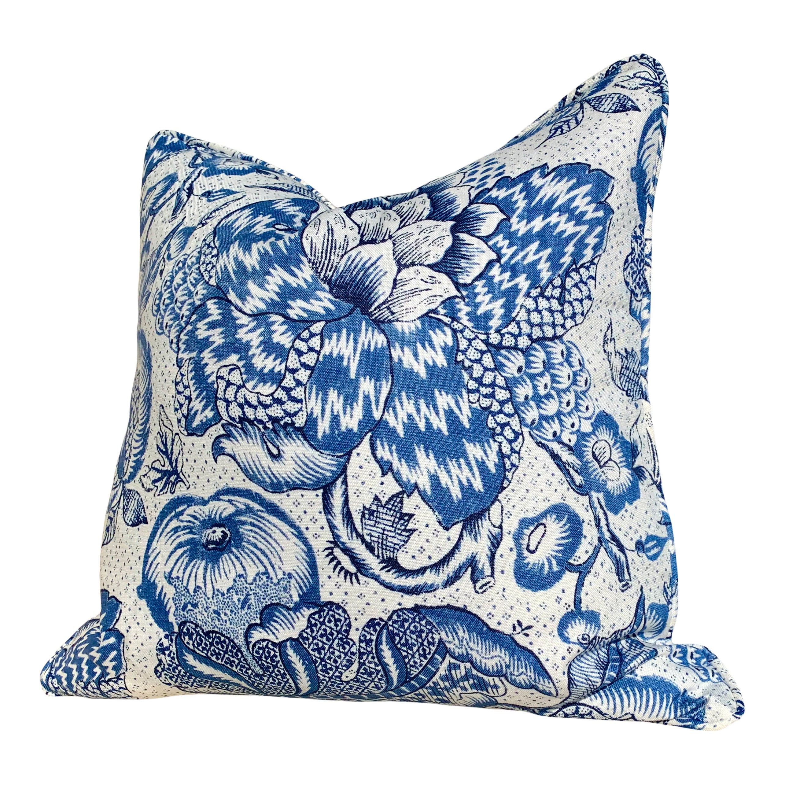 Westmont Pillow in Blue White. Lumbar Blue Pillow Euro Sham Pillow Blue Accent Pillow Designer Floral Pillow Accent Cushion Cover High