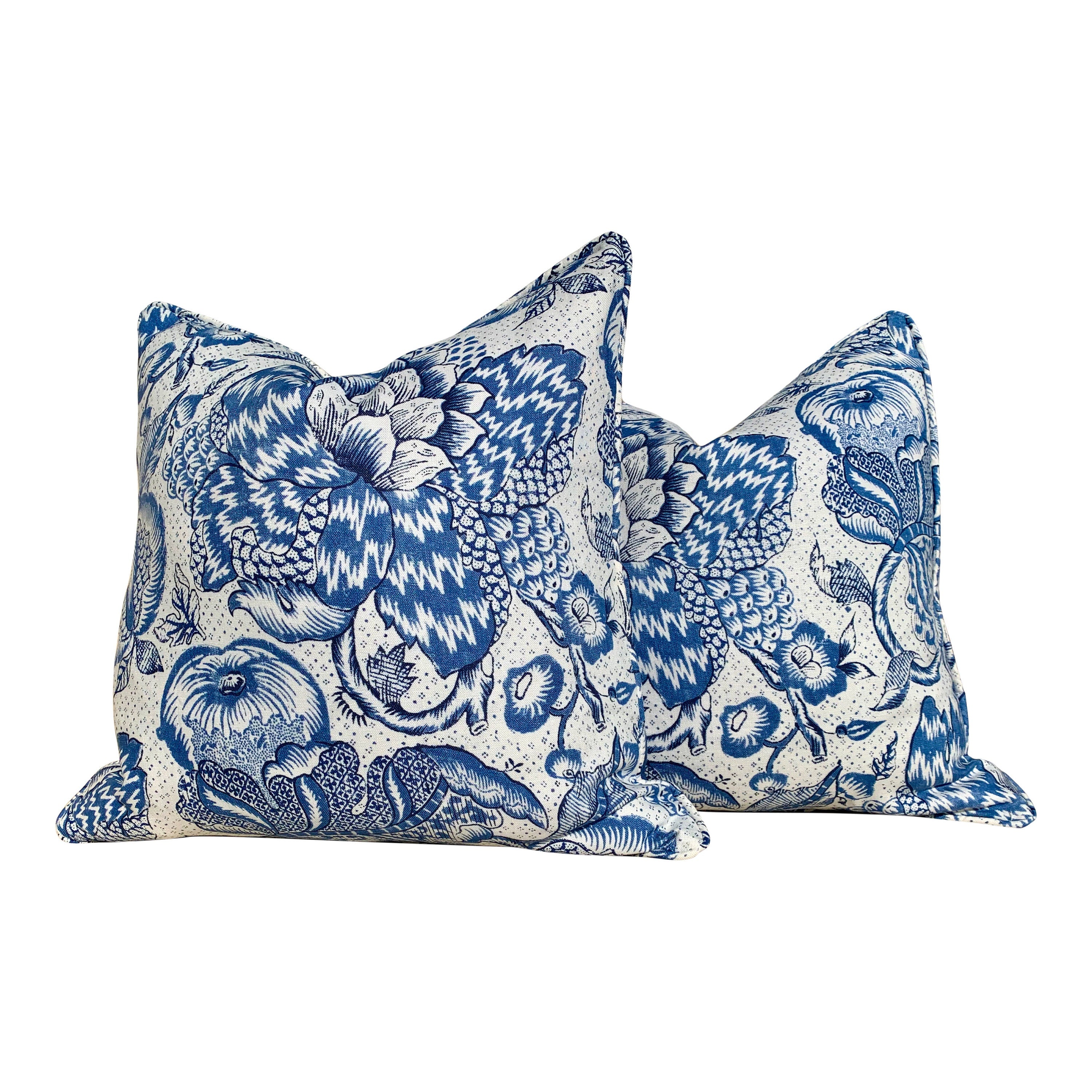 Westmont Pillow in Blue White. Lumbar Blue Pillow Euro Sham Pillow Blue Accent Pillow Designer Floral Pillow Accent Cushion Cover High